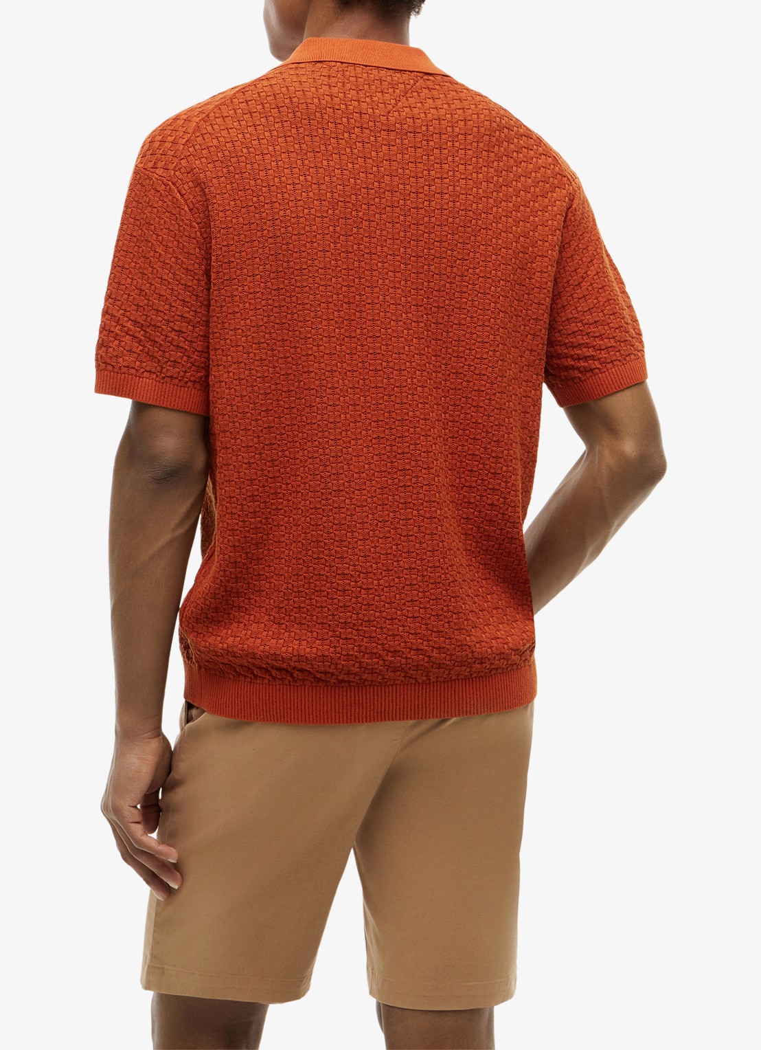 Tommy Hilfiger Grofgebreide trui met structuur - achterkant 3 oranje
