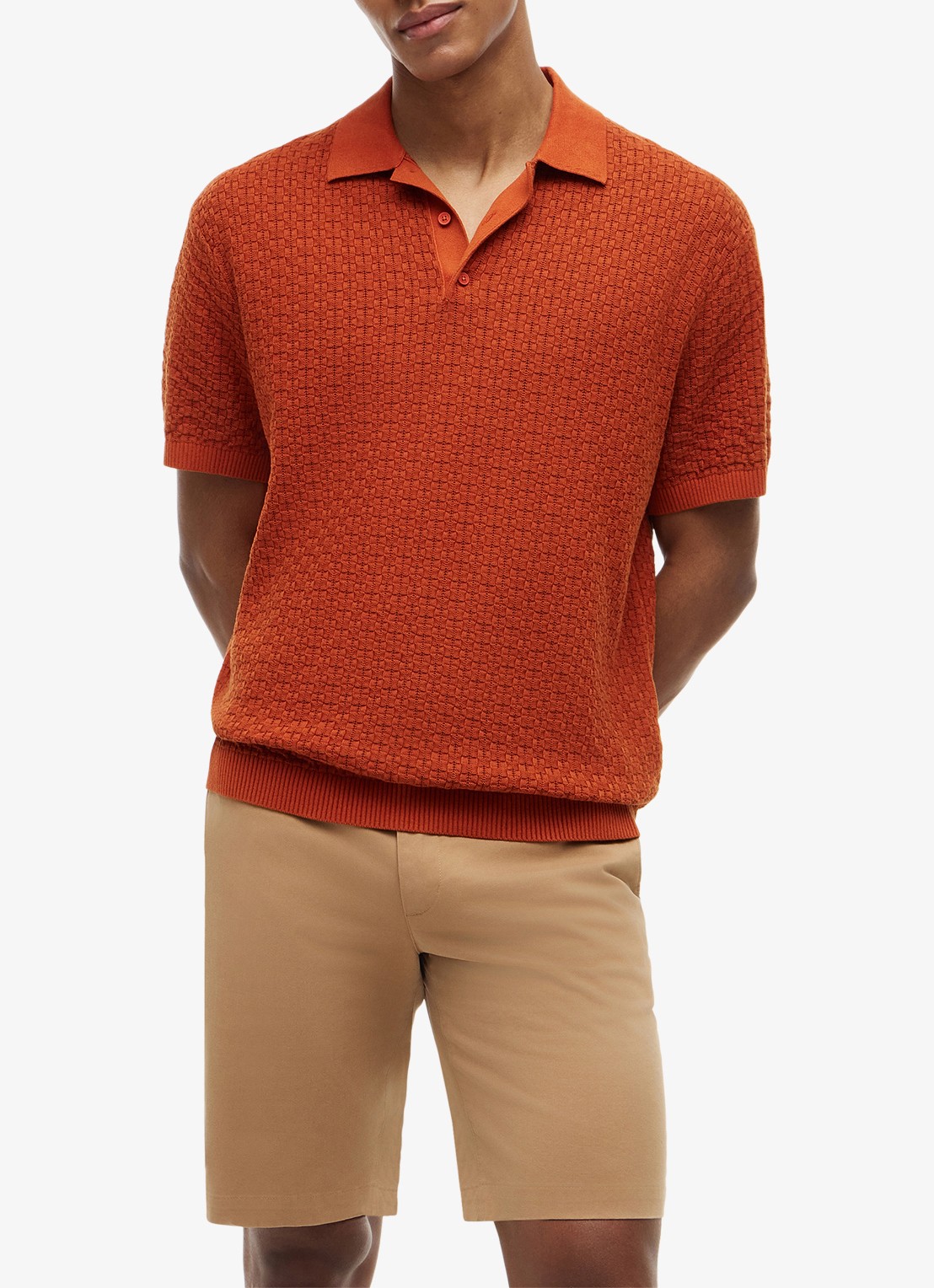 Tommy Hilfiger Grofgebreide trui met structuur - detail 4 oranje