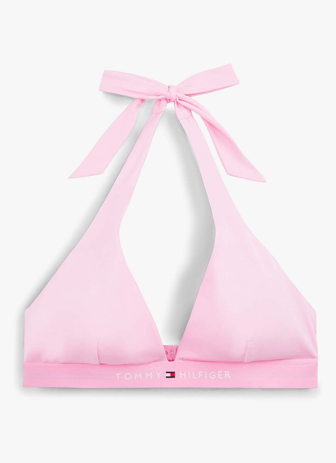 Tommy Hilfiger Halter bikinitop met uitneembare vulling en logoband - voorkant 4 lichtroze