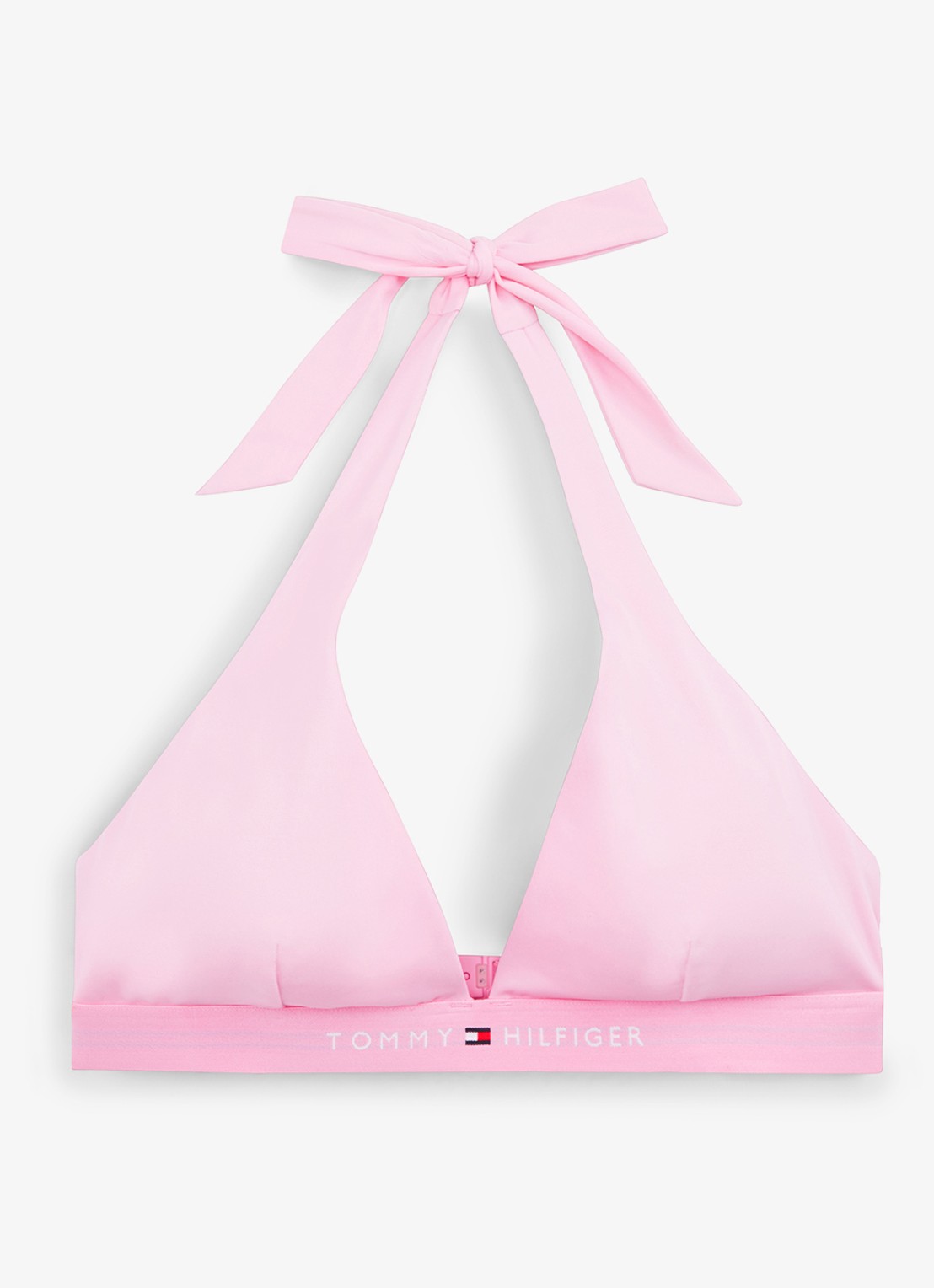 Tommy Hilfiger Halter bikinitop met uitneembare vulling en logoband - voorkant 4 roze