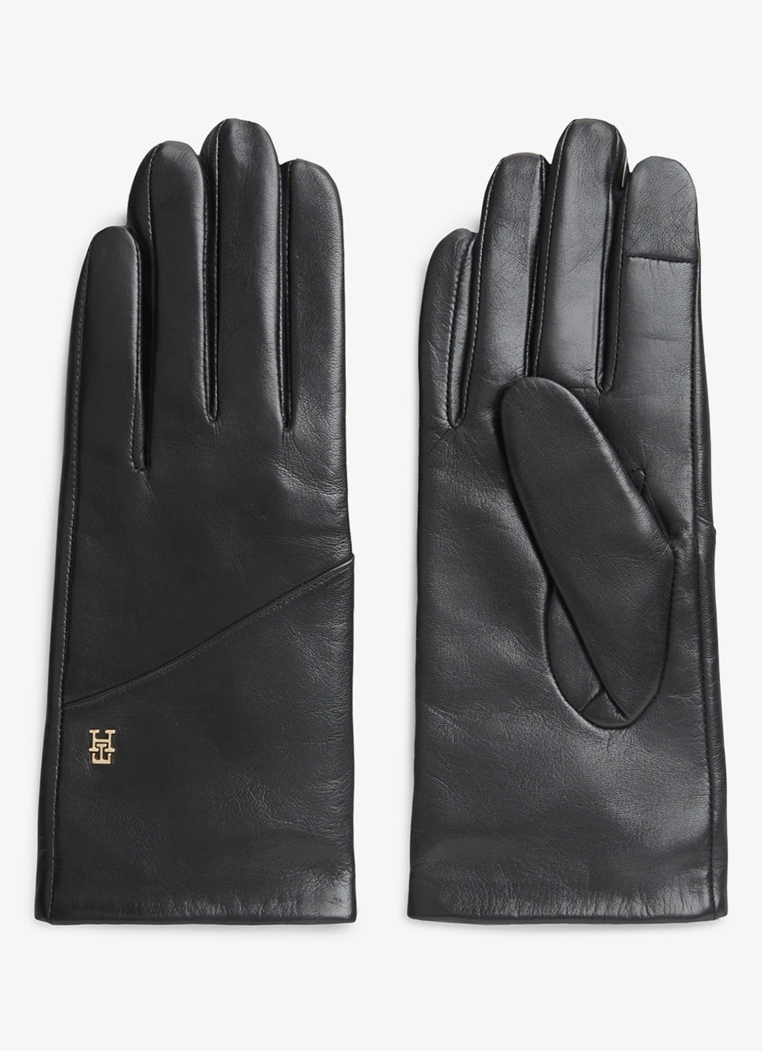 Tommy Hilfiger Handschoenen van leer met logo - voorkant zwart