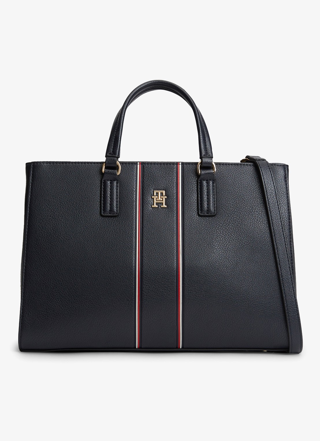Tommy Hilfiger Handtas met logo - voorkant 4 donkerblauw