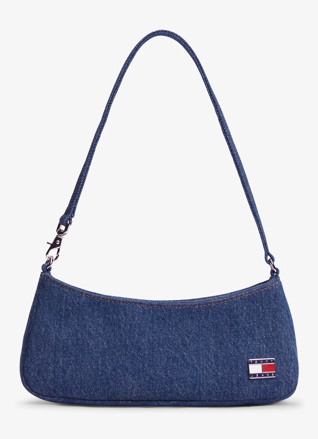 Tommy Hilfiger Handtas van denim met logo - voorkant 4 jeans