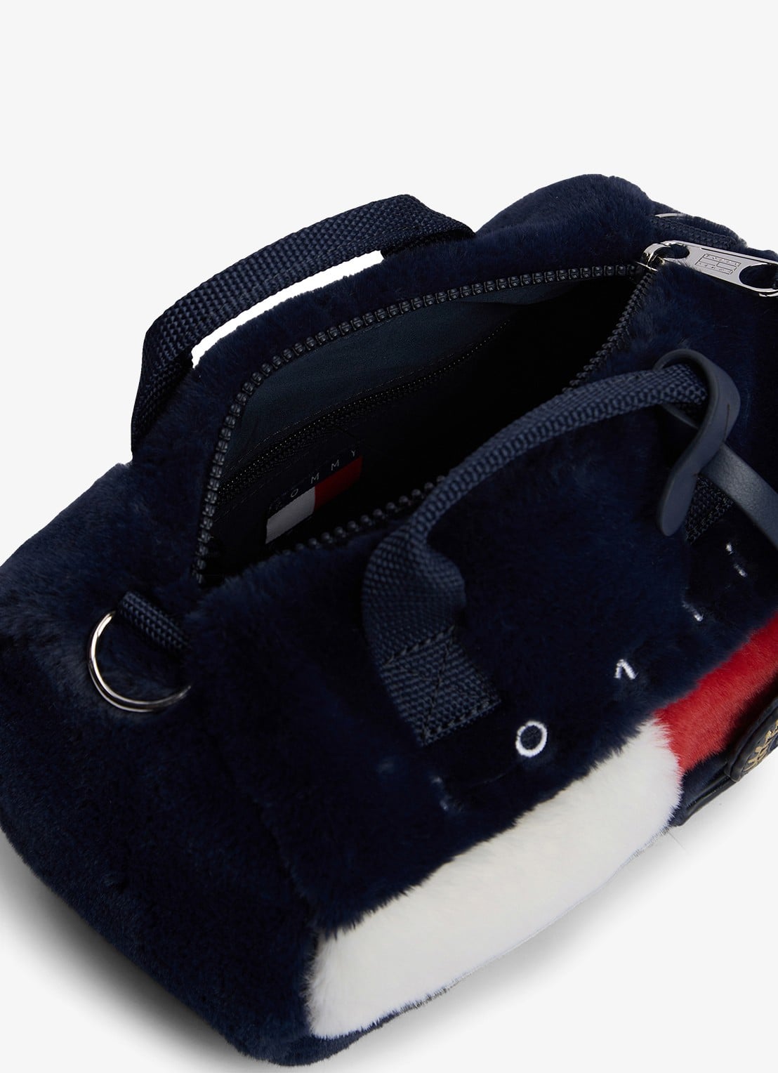 Tommy Hilfiger Handtas van imitatiebont met logo - detail 3 donkerblauw