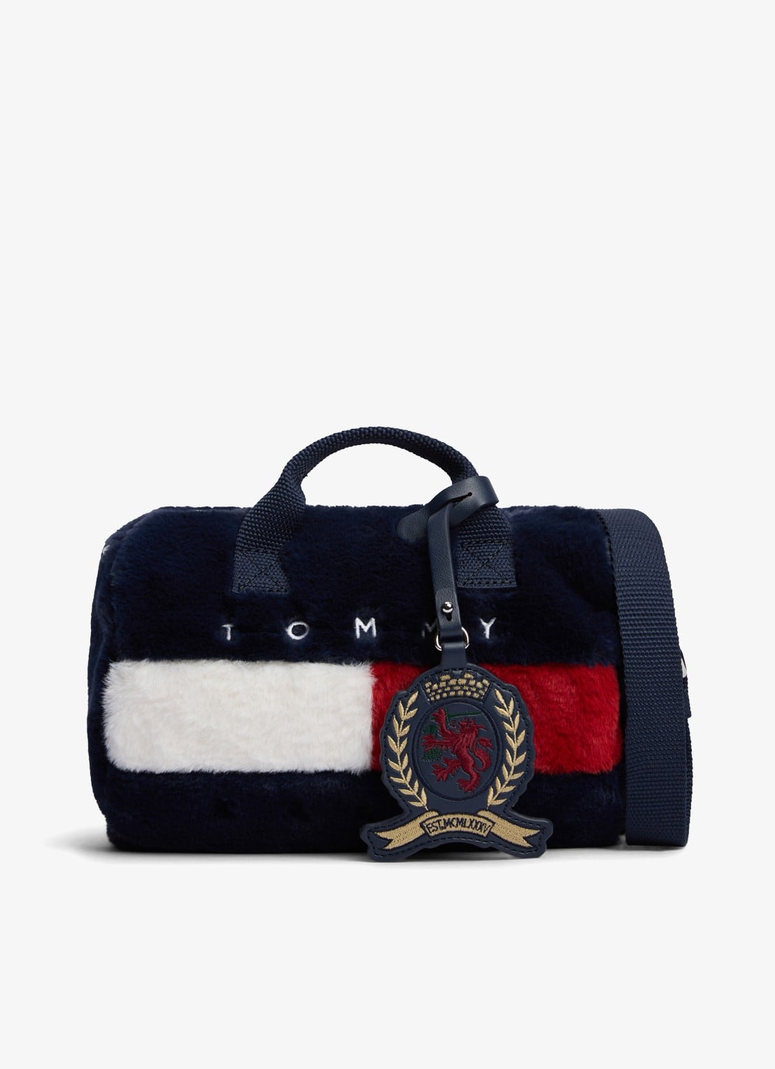Tommy Hilfiger Handtas van imitatiebont met logo - voorkant 4 donkerblauw