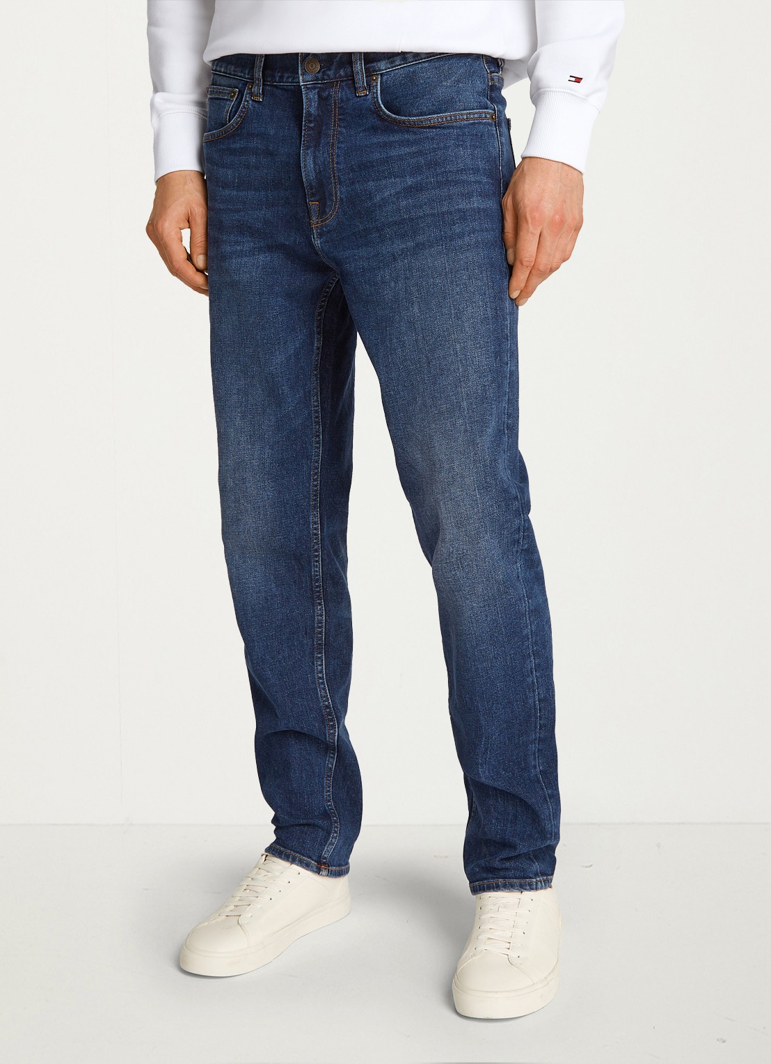 Tommy Hilfiger Harlem slim fit jeans met donkere wassing - detail indigo