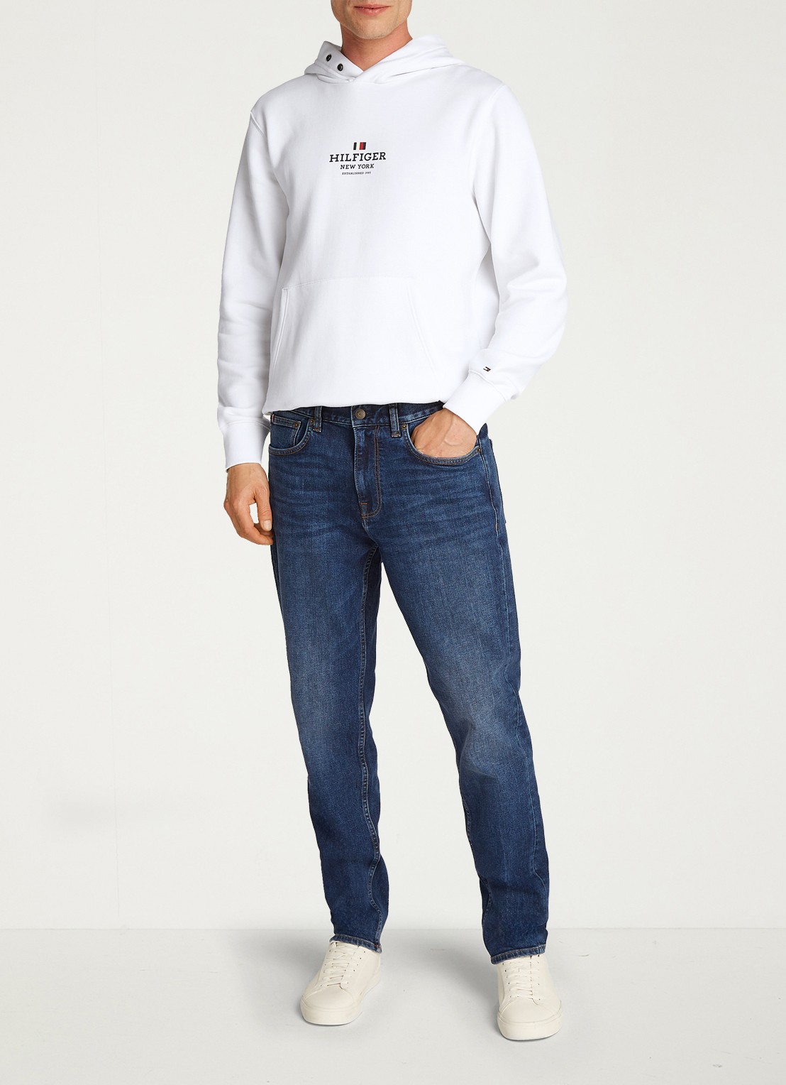 Tommy Hilfiger Harlem slim fit jeans met donkere wassing - voorkant 5 indigo