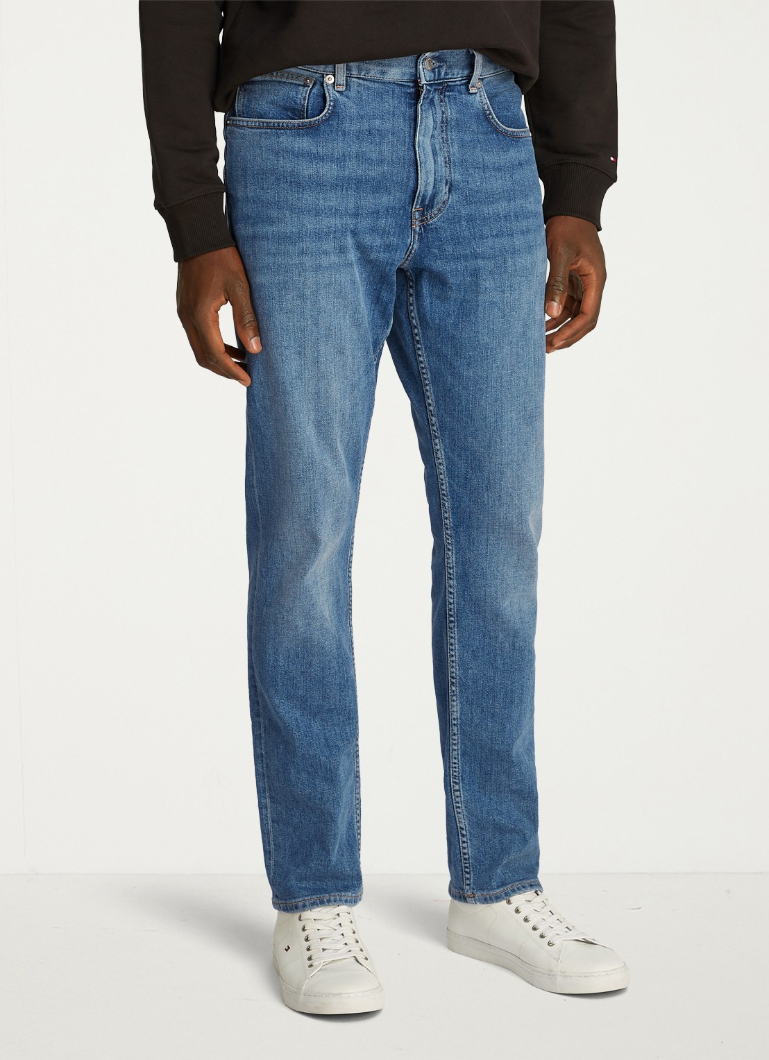 Tommy Hilfiger Harlem slim fit jeans met steekzakken - detail indigo