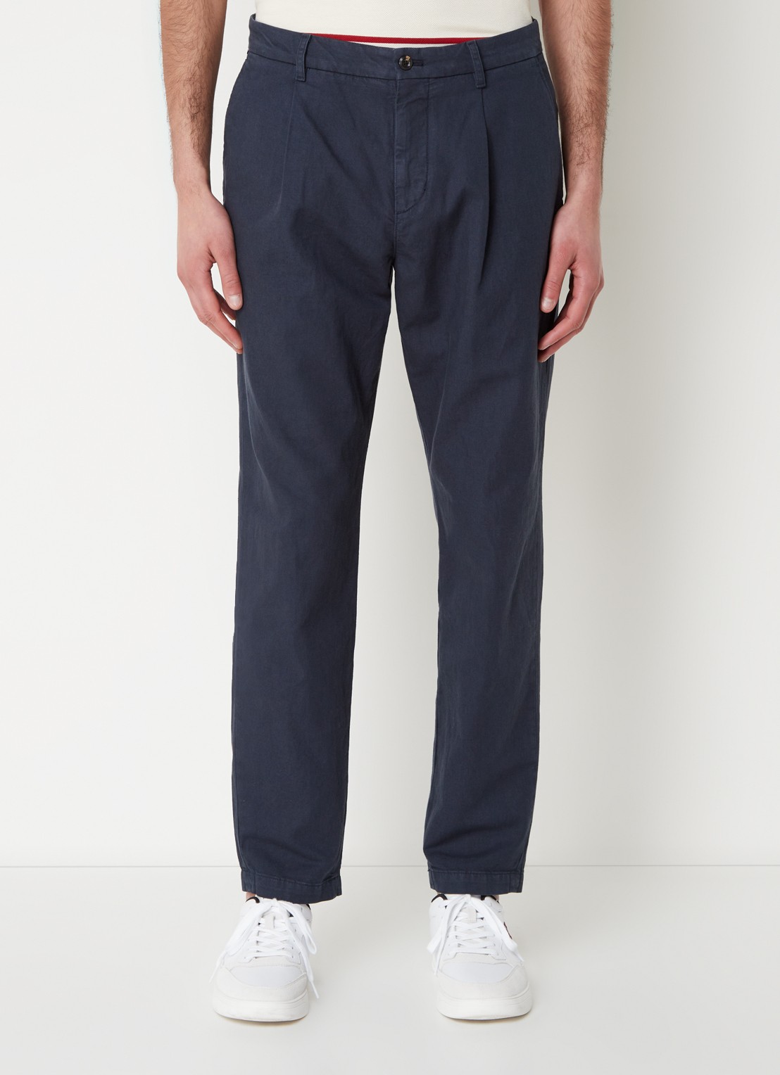 Tommy Hilfiger Harlem tapered fit chino in linnenblend met steekzakken - detail 3 lichtblauw