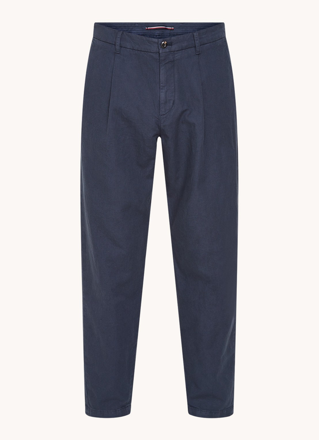 Tommy Hilfiger Harlem tapered fit chino in linnenblend met steekzakken - voorkant lichtblauw