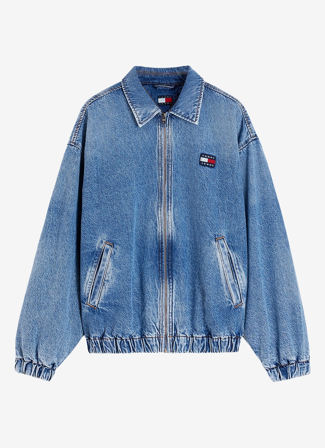 Tommy Hilfiger Harrington jack in lyocellblend met logoborduring - voorkant indigo