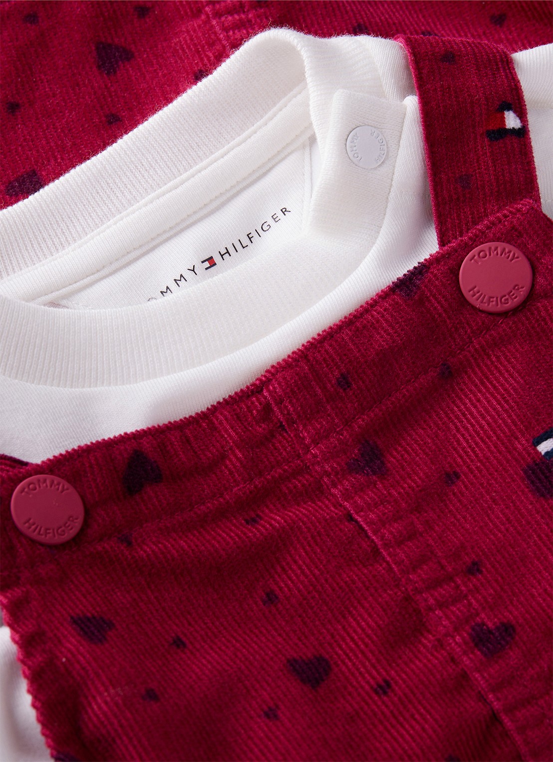 Tommy Hilfiger Heart Dungaree jurk set 2-delig  - detail 2 rood