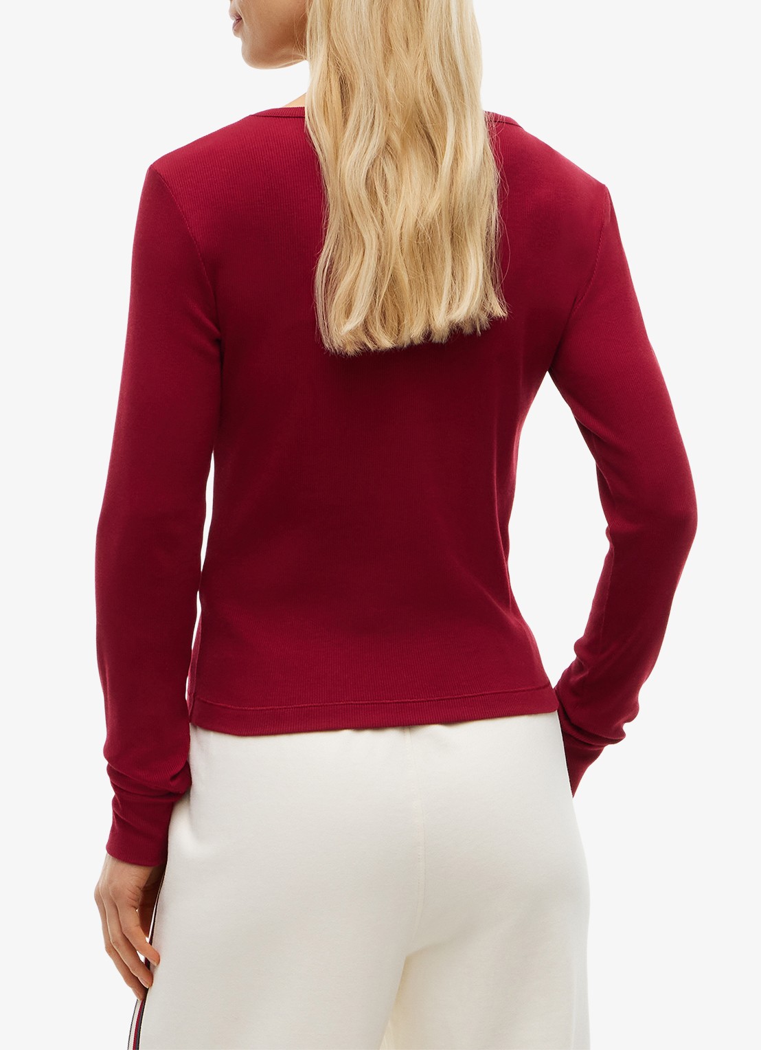 Tommy Hilfiger Heritage longsleeve met logo - achterkant 3 kersenrood