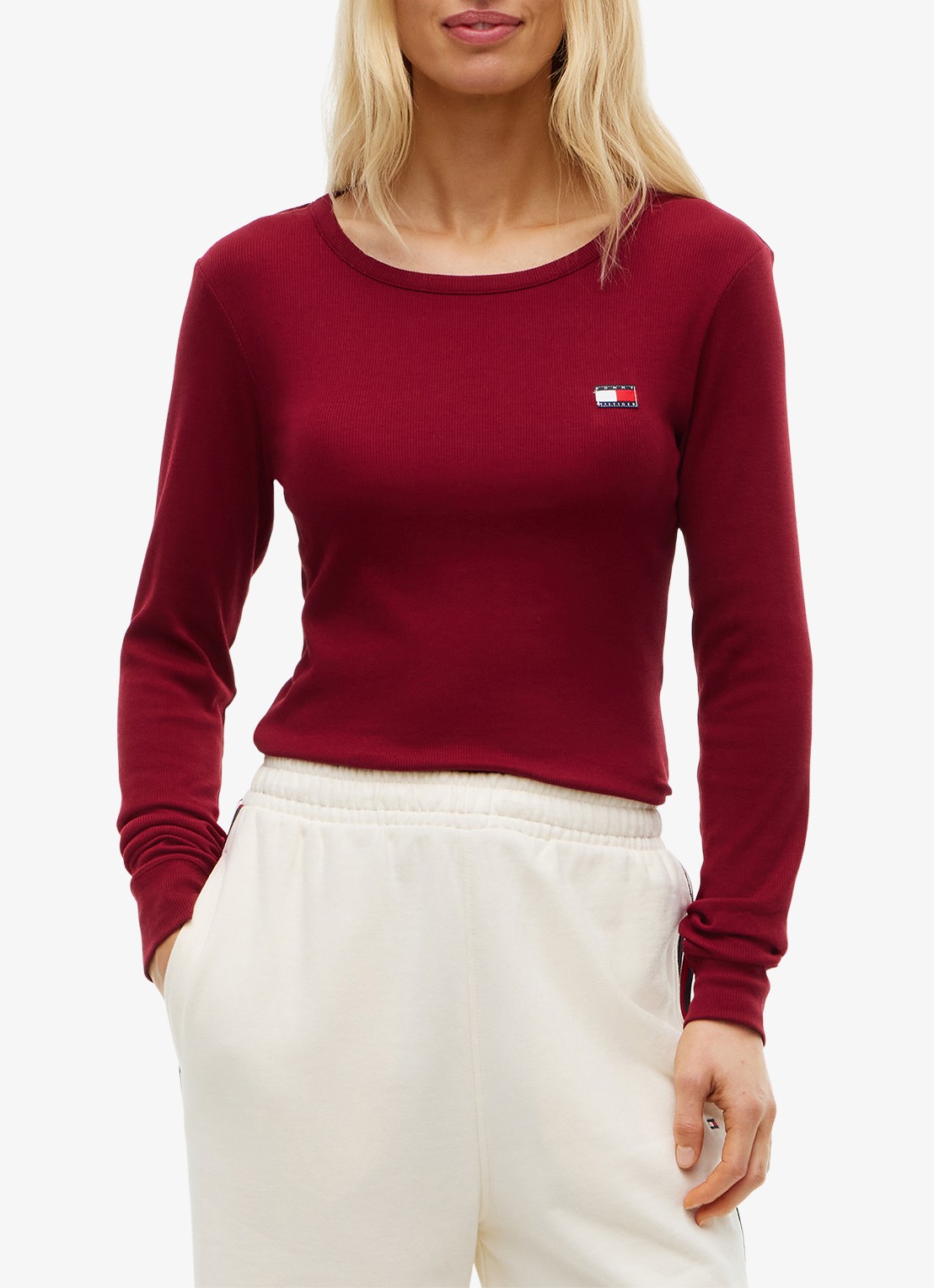 Tommy Hilfiger Heritage longsleeve met logo - detail 4 kersenrood