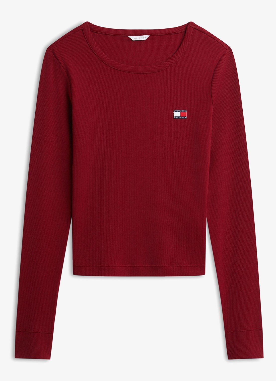 Tommy Hilfiger Heritage longsleeve met logo - voorkant kersenrood