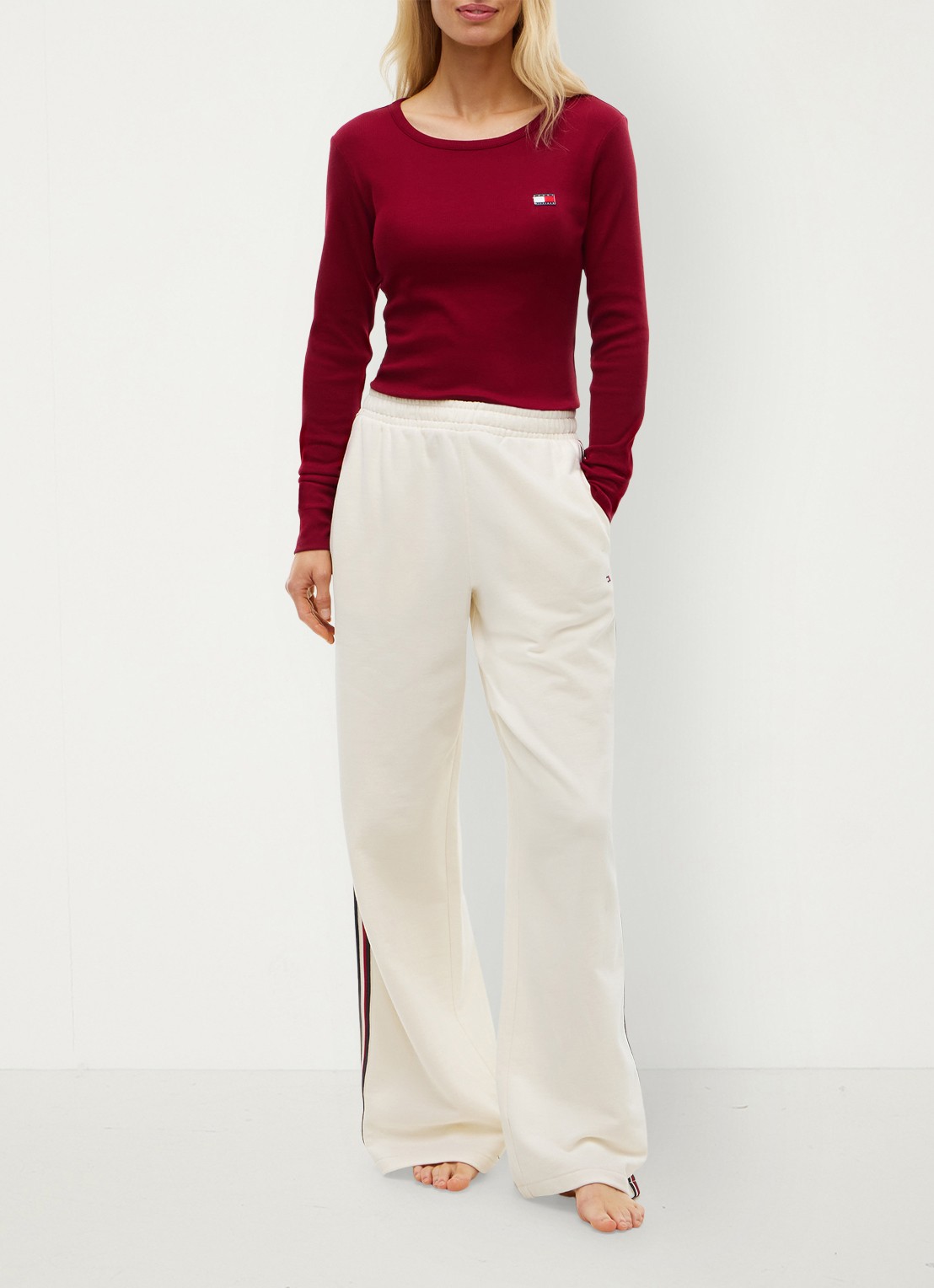 Tommy Hilfiger Heritage longsleeve met logo - voorkant 2 kersenrood
