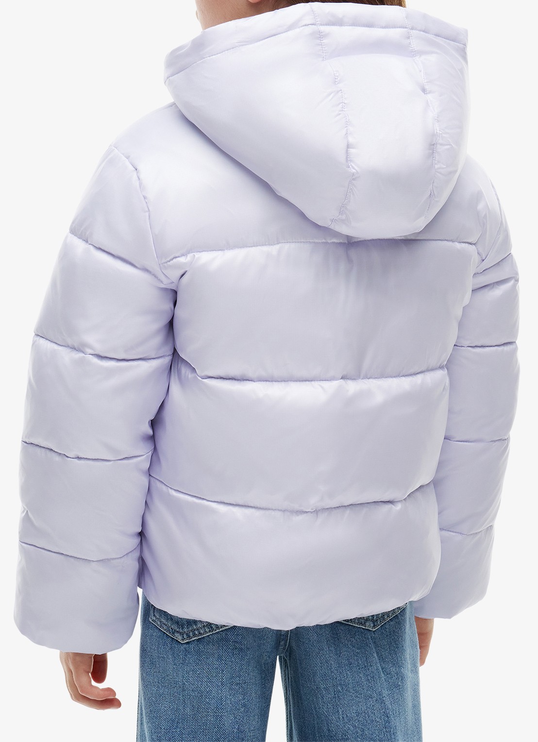 Tommy Hilfiger Heritage puffer jas met capuchon - achterkant lavendel