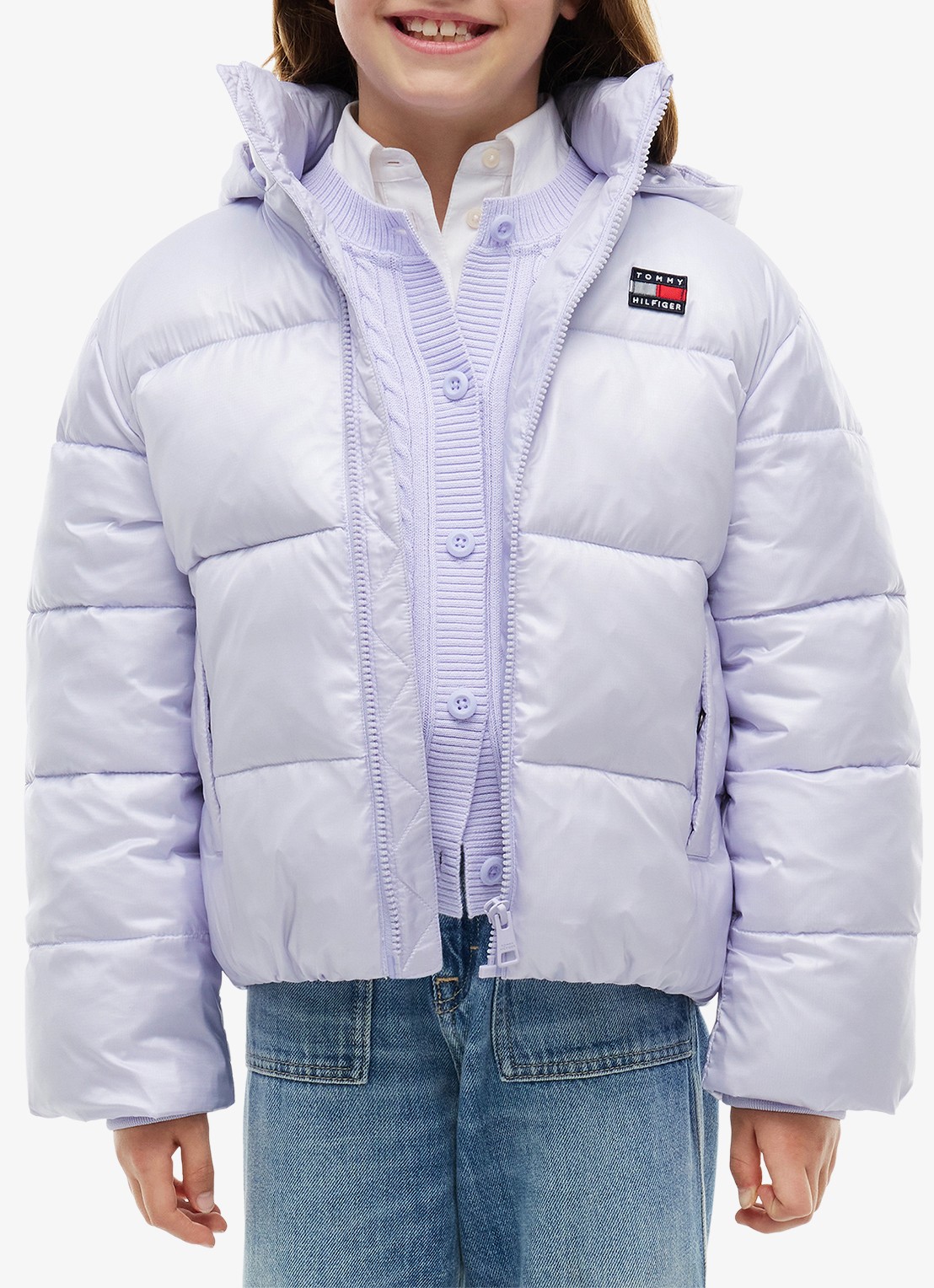 Tommy Hilfiger Heritage puffer jas met capuchon - detail 4 lavendel