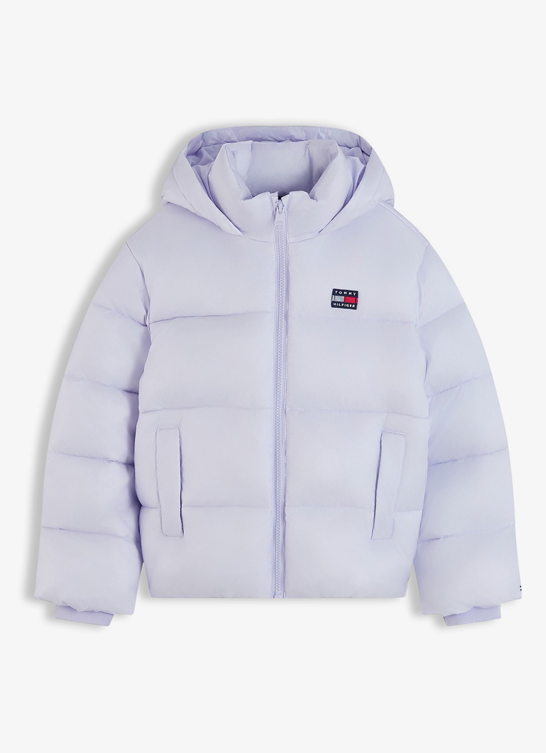 Tommy Hilfiger Heritage puffer jas met capuchon - voorkant 2 lavendel