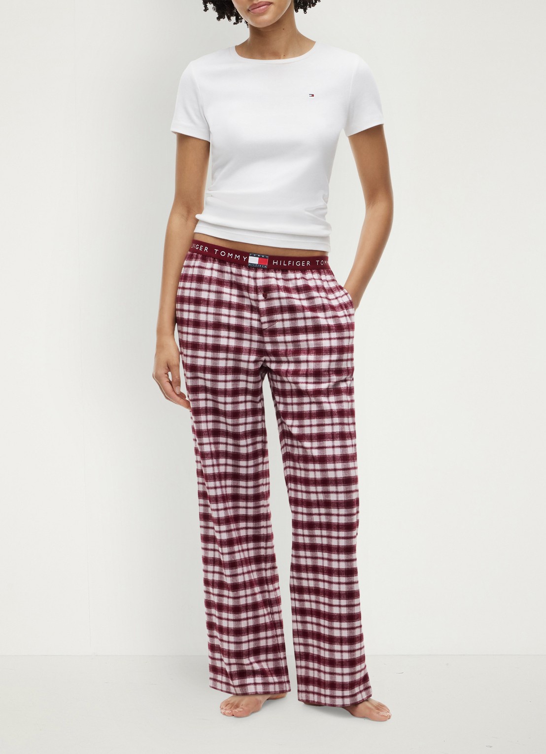 Tommy Hilfiger Heritage pyjamabroek met ruitdessin - voorkant 5 lichtroze