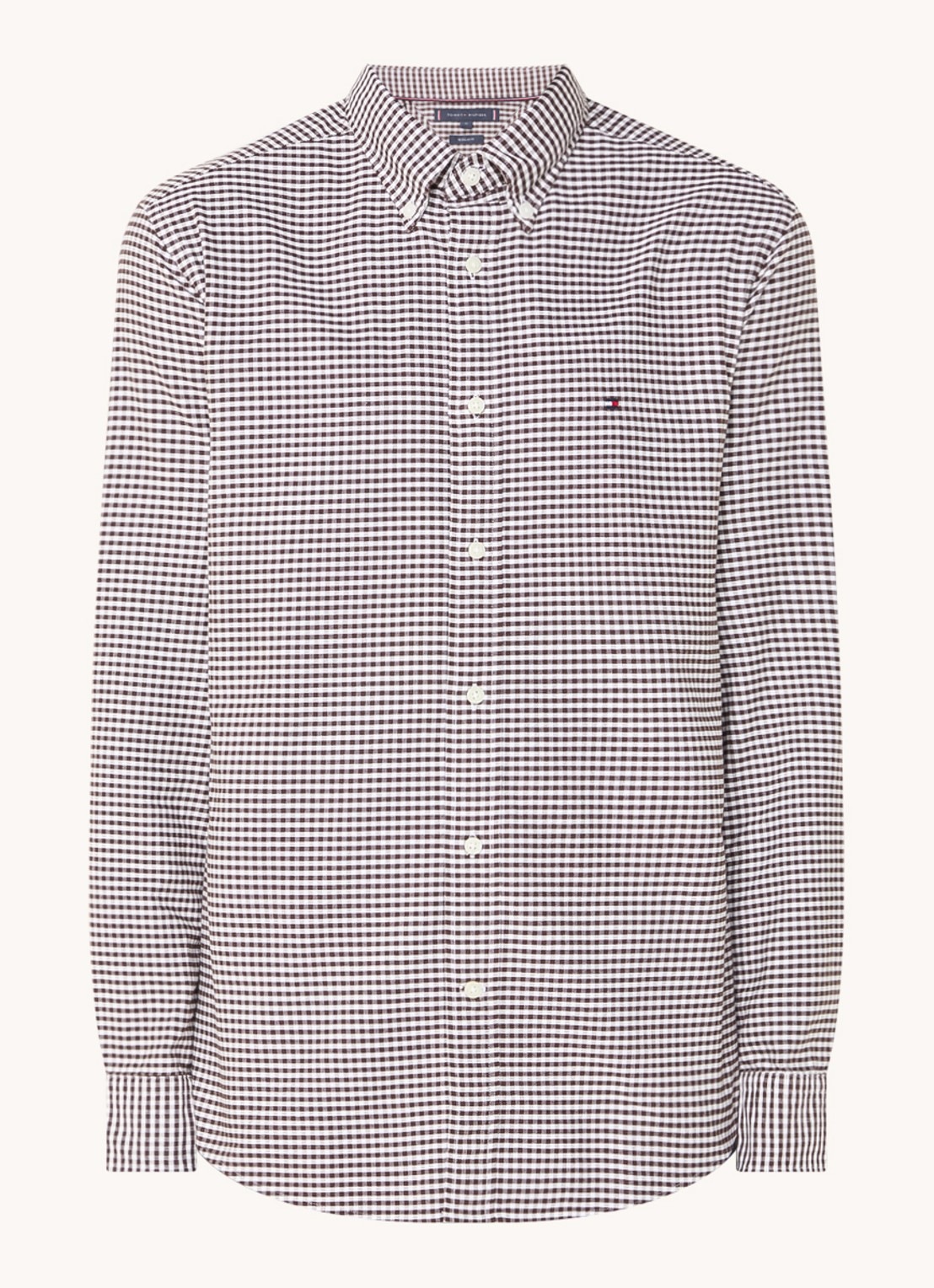 Tommy Hilfiger Heritage regular fit overhemd met ruitdessin en logoborduring - voorkant 2 donkerbruin