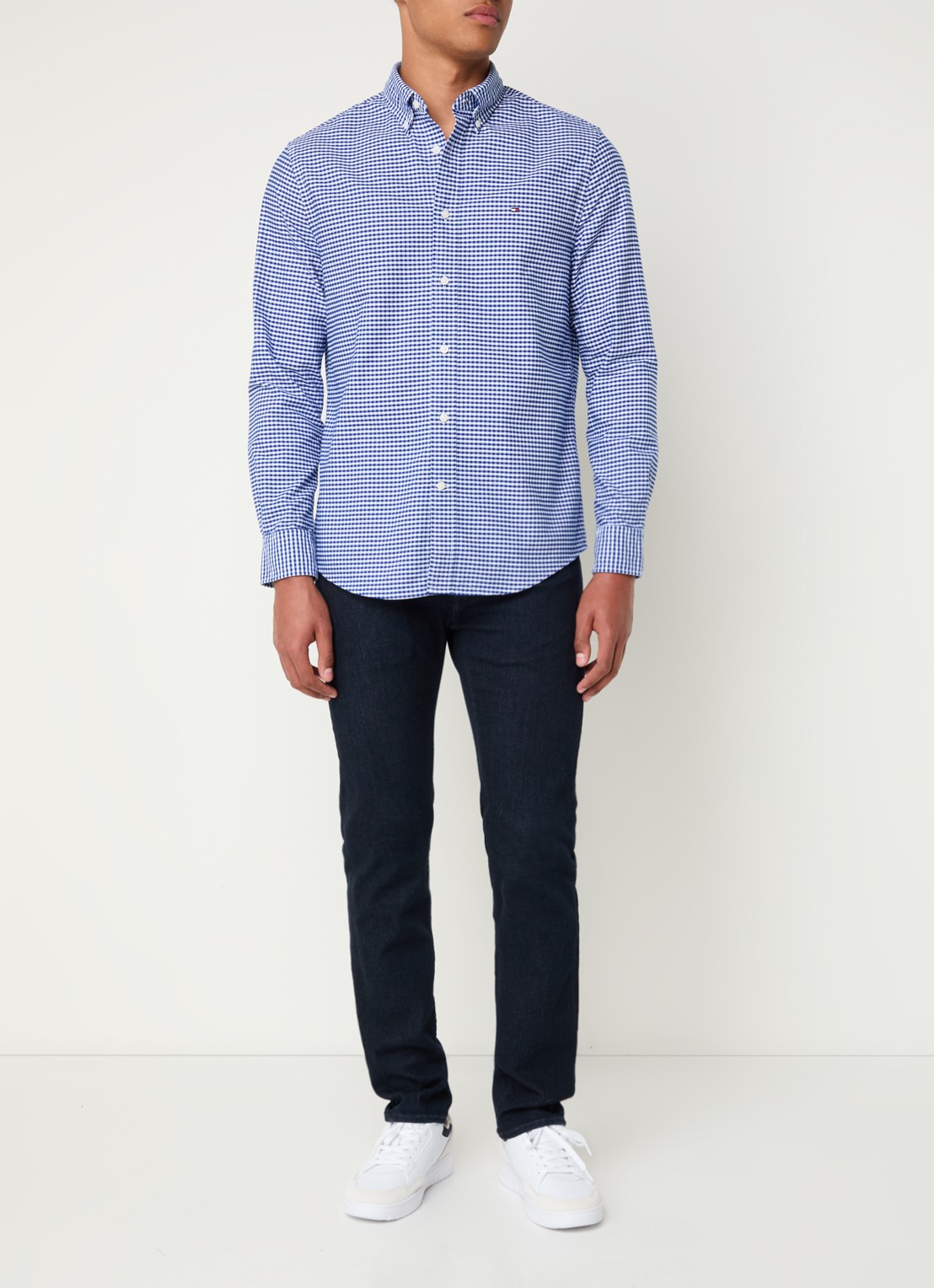 Tommy Hilfiger Heritage regular fit overhemd met ruitdessin en logoborduring - voorkant 5 royalblauw