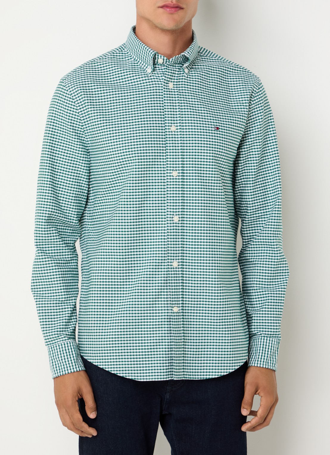 Tommy Hilfiger Heritage regular fit overhemd met ruitdessin en logoborduring - detail 4 groen