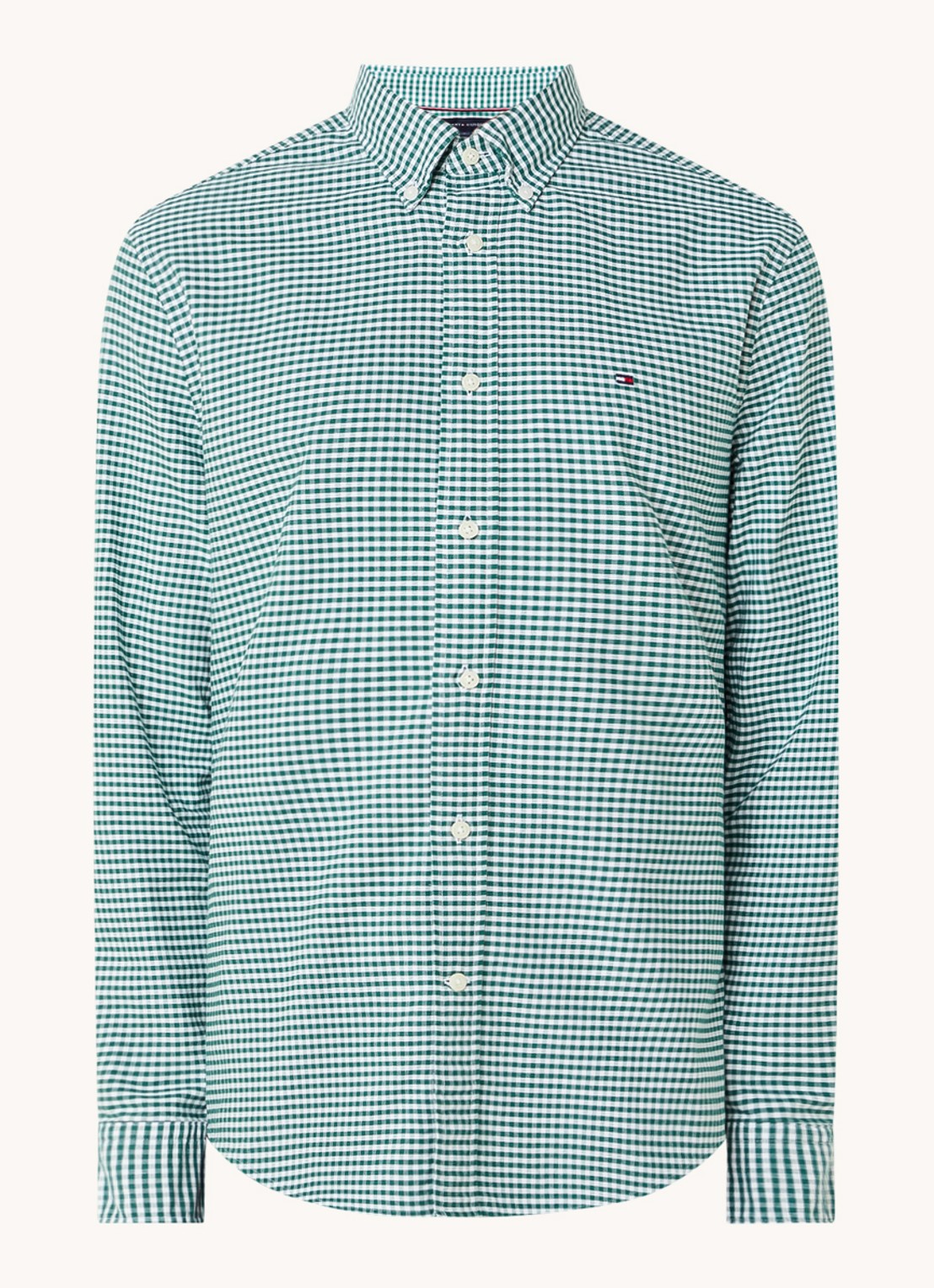 Tommy Hilfiger Heritage regular fit overhemd met ruitdessin en logoborduring - voorkant groen