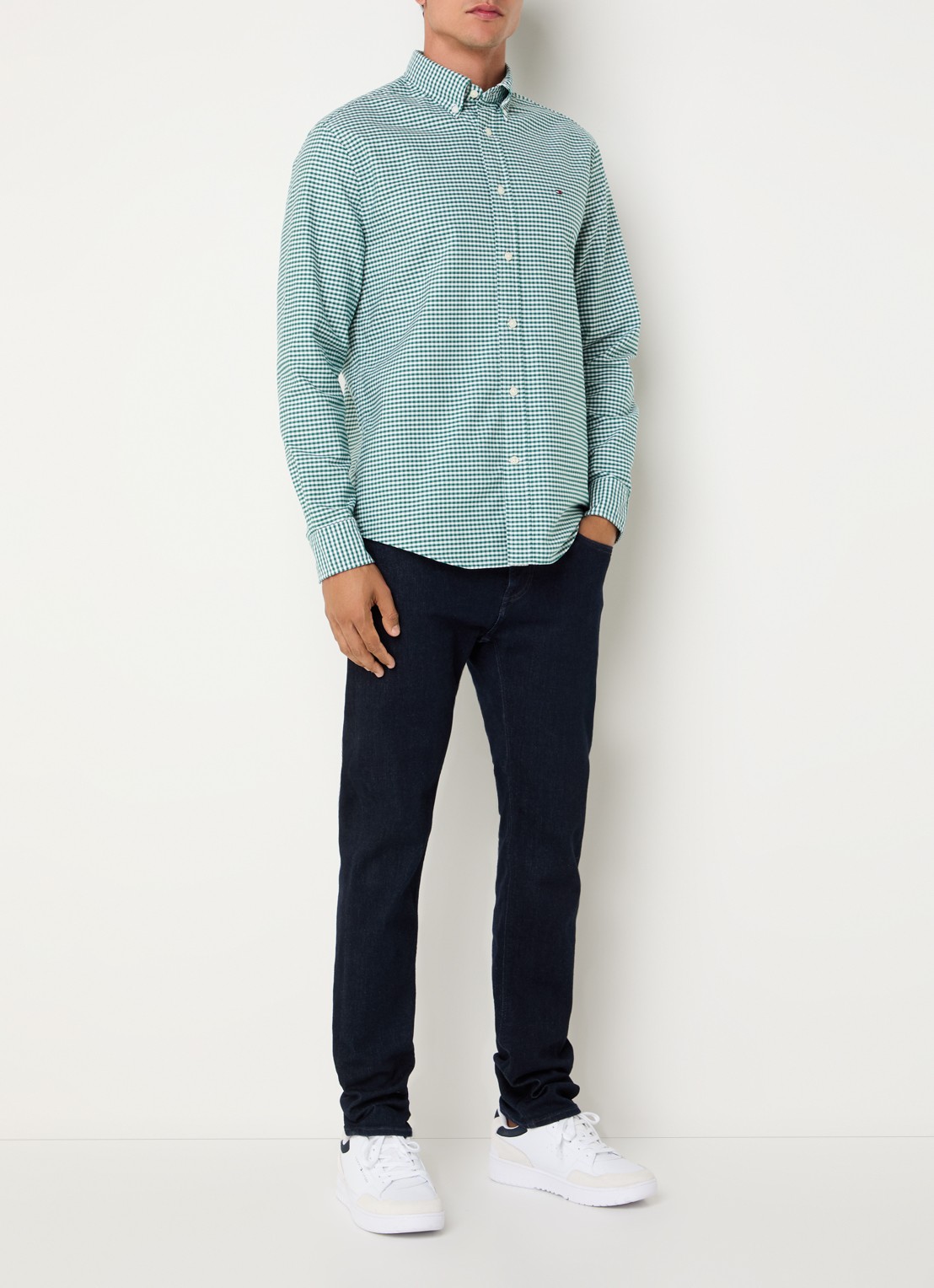Tommy Hilfiger Heritage regular fit overhemd met ruitdessin en logoborduring - voorkant 2 groen