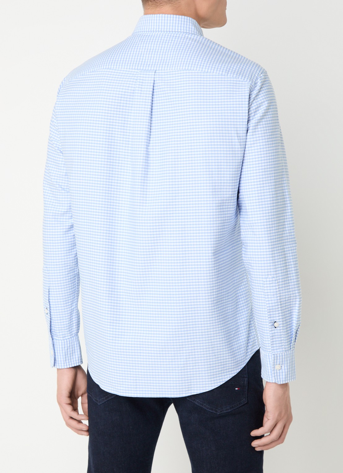 Tommy Hilfiger Heritage regular fit overhemd met ruitdessin en logoborduring - achterkant donkerblauw