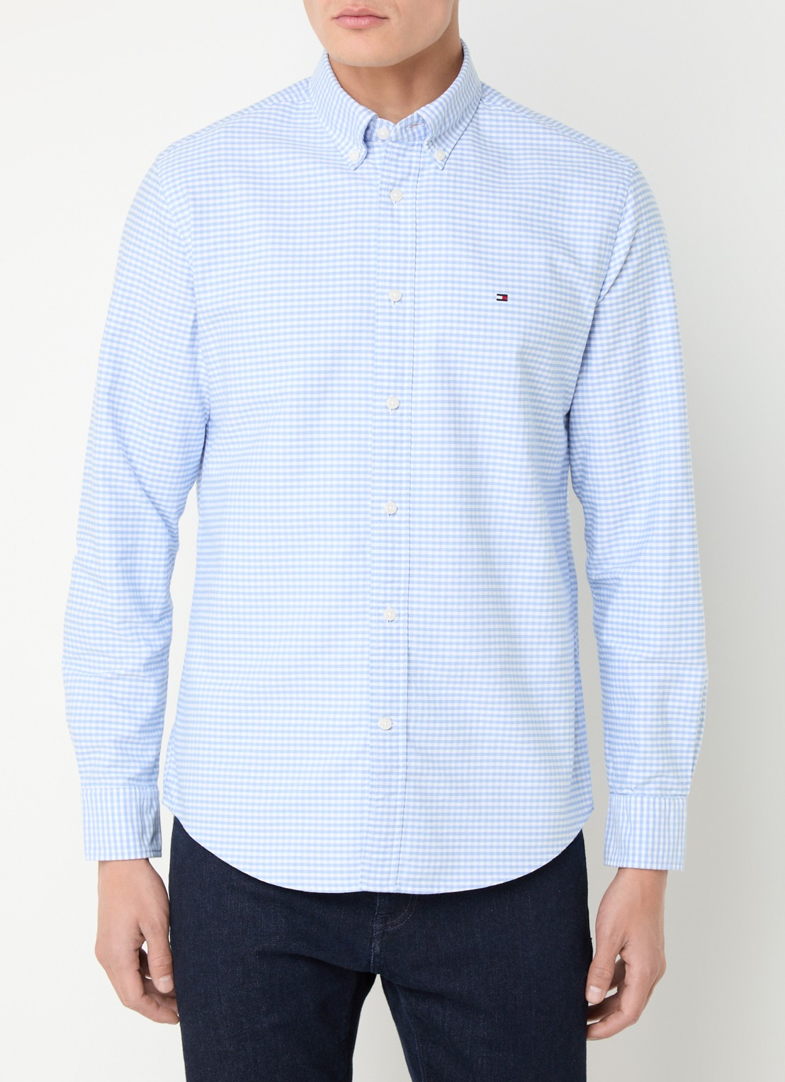 Tommy Hilfiger Heritage regular fit overhemd met ruitdessin en logoborduring - detail 4 donkerblauw