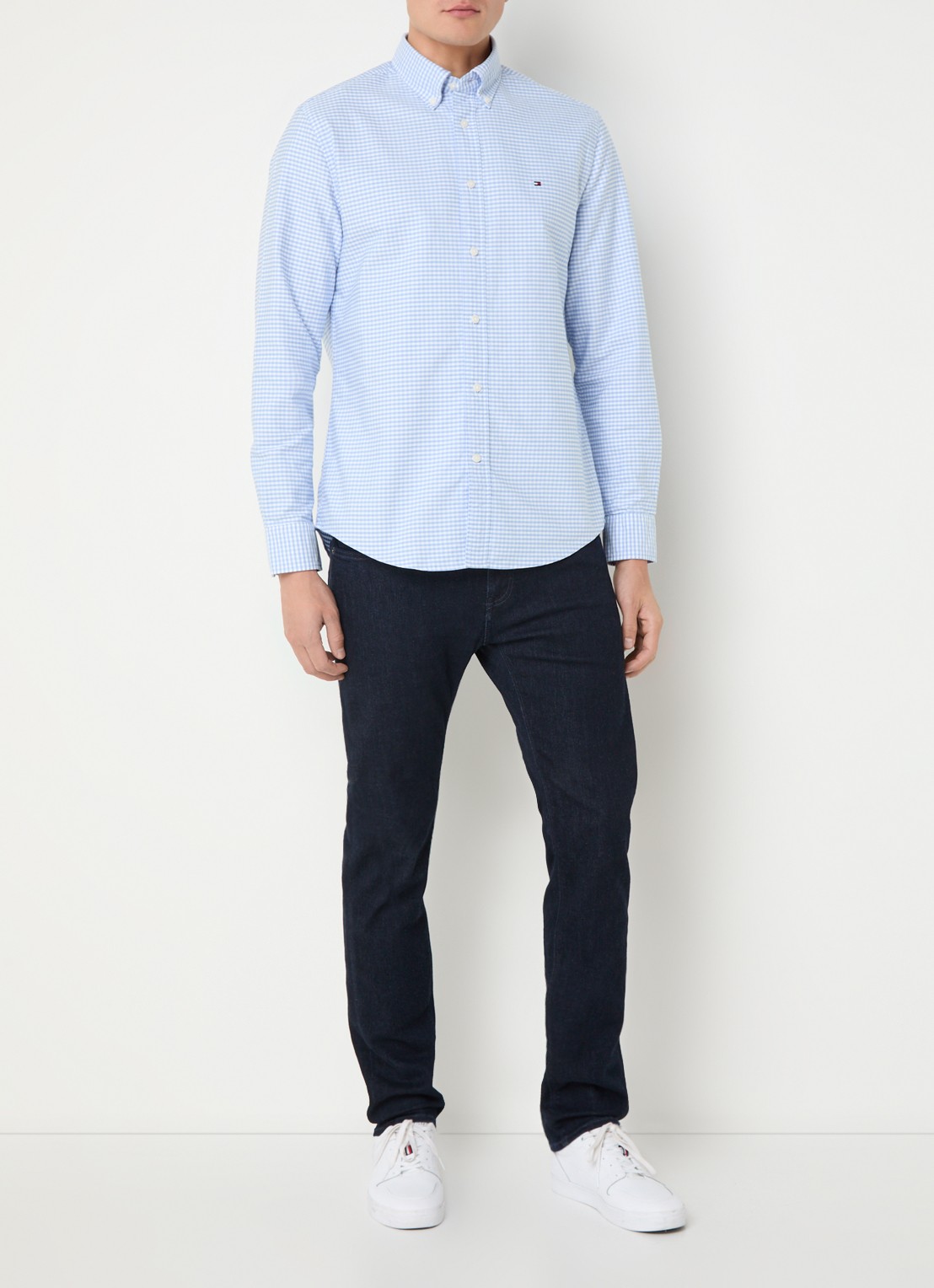 Tommy Hilfiger Heritage regular fit overhemd met ruitdessin en logoborduring - voorkant 3 donkerblauw