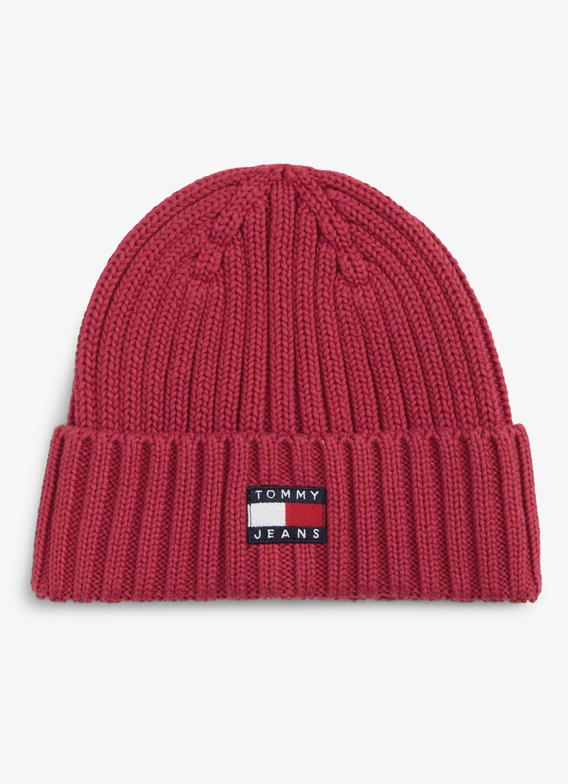 Tommy Hilfiger Heritage ribgebreide muts met logo  - voorkant 3 rood
