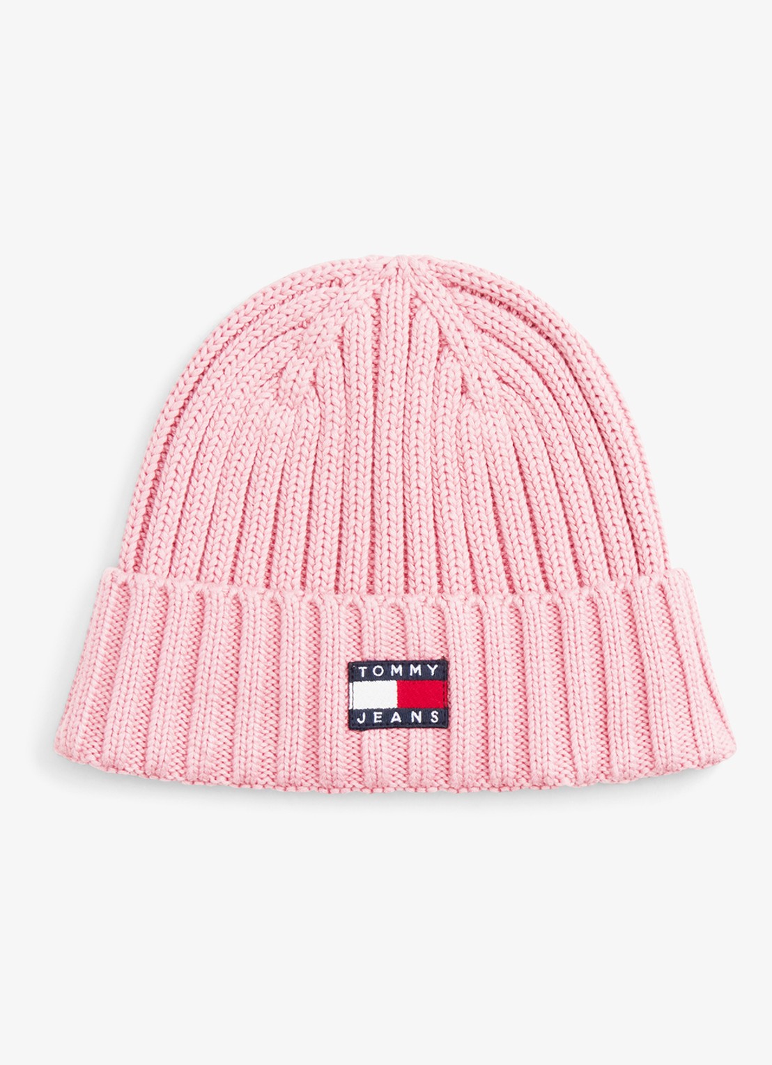 Tommy Hilfiger Heritage ribgebreide muts met logo  - voorkant 3 roze