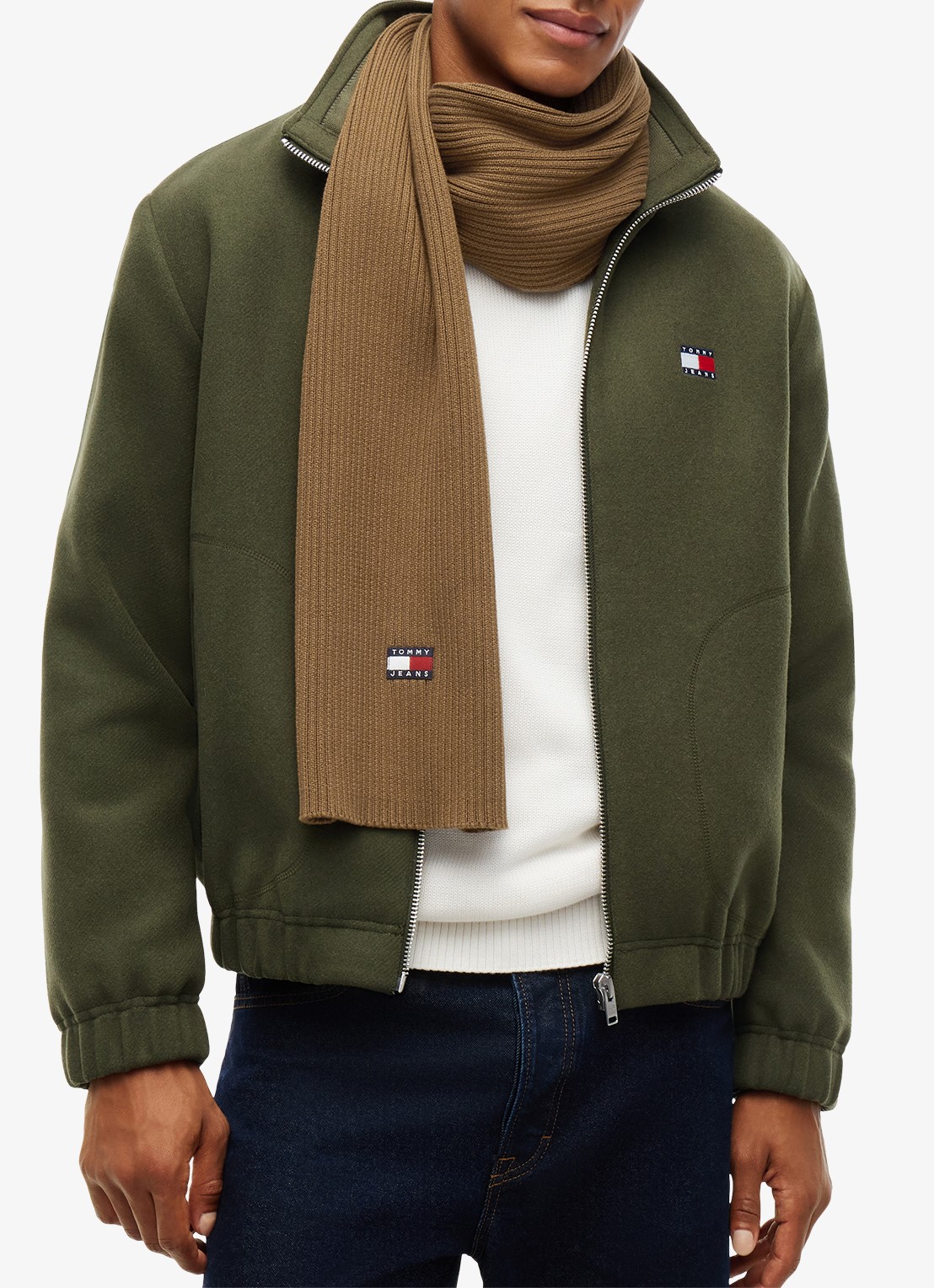 Tommy Hilfiger Heritage sjaal met logo - detail 2 warm khaki-gwi