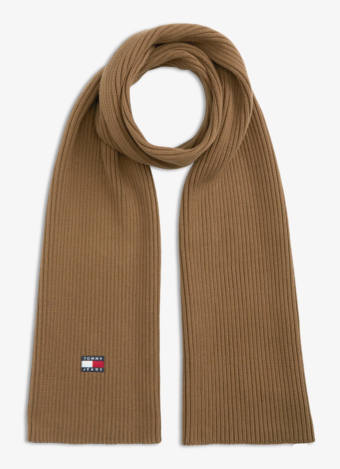Tommy Hilfiger Heritage sjaal met logo - voorkant warm khaki-gwi