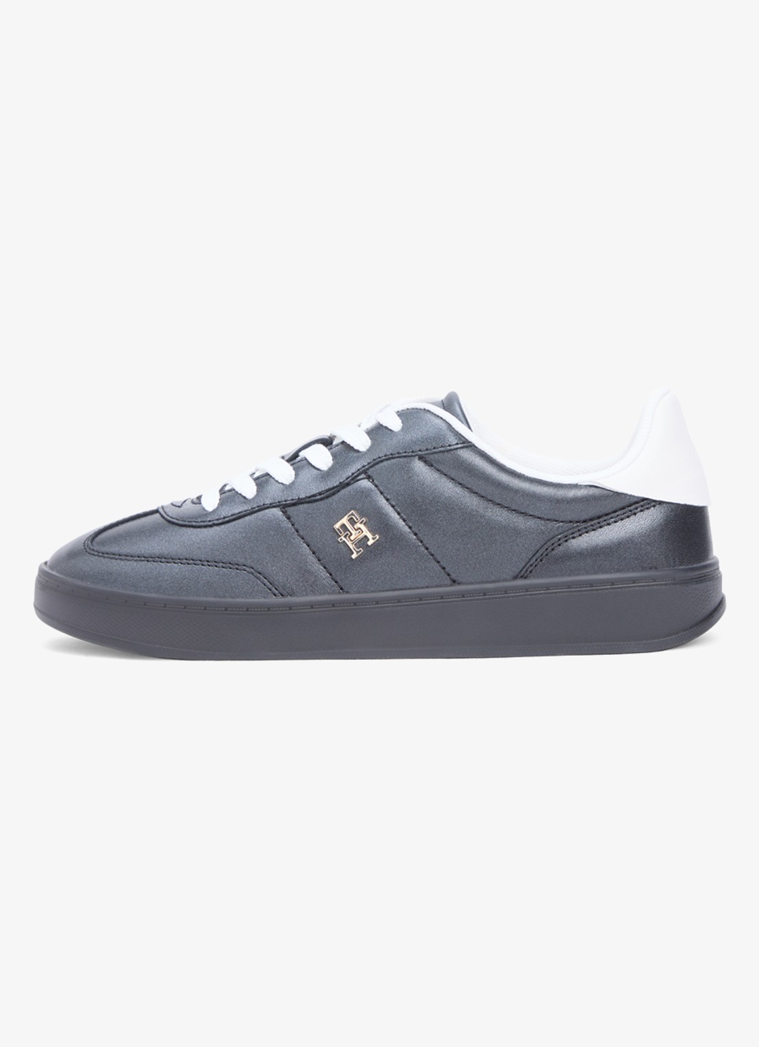 Tommy Hilfiger Heritage sneaker van leer met logo - voorkant zwart