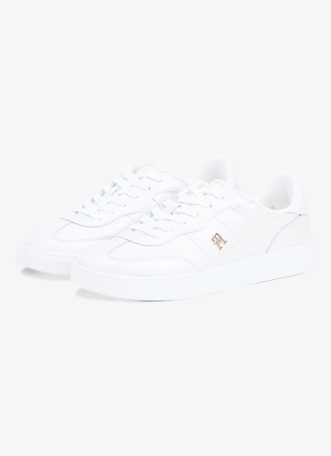 Tommy Hilfiger Heritage sneaker van leer met logo - detail beige
