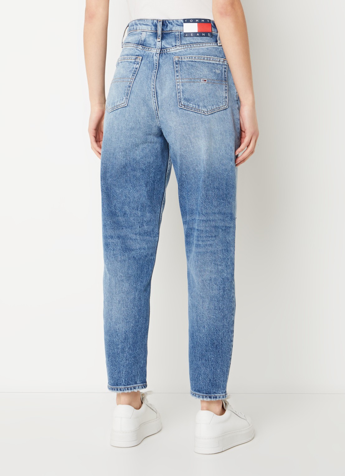 Tommy Hilfiger High waist cropped mom jeans met destroyed afwerking - achterkant 5 indigo