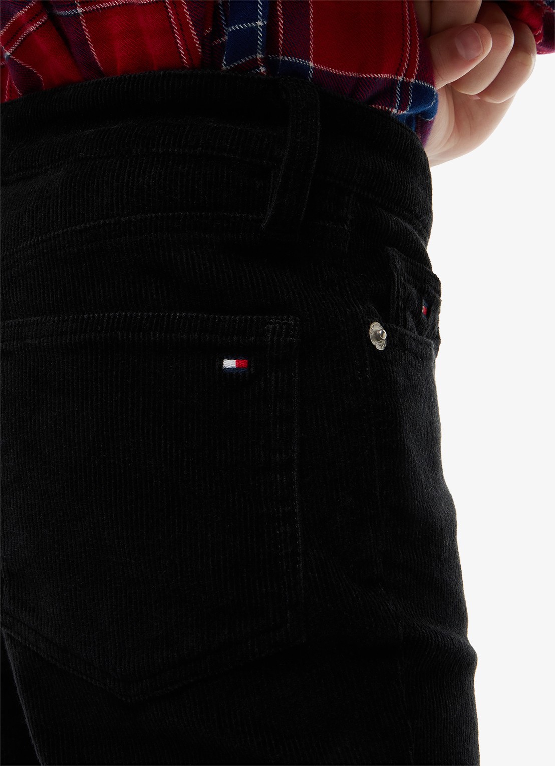 Tommy Hilfiger High waist flared broek van corduroy  - detail 2 zwart