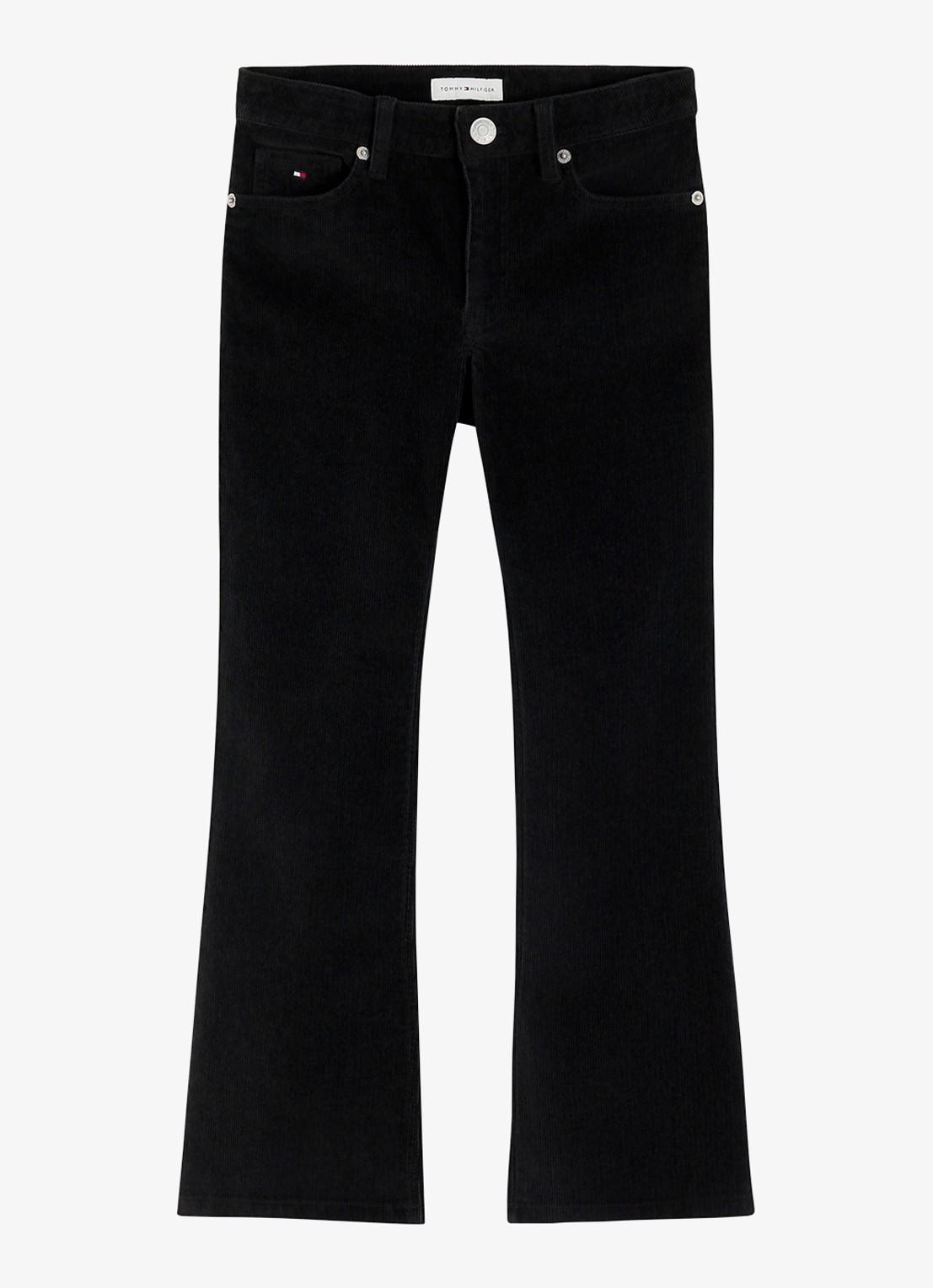 Tommy Hilfiger High waist flared broek van corduroy  - voorkant 4 zwart