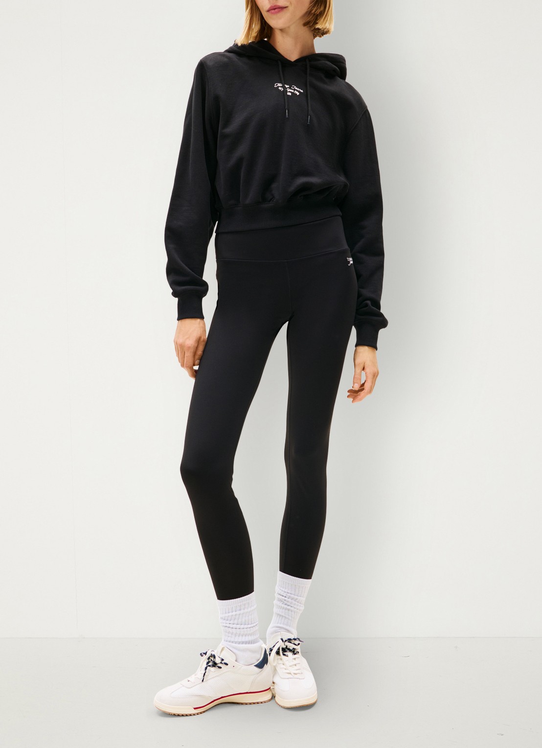 Tommy Hilfiger High waist legging met logo - voorkant 3 zwart