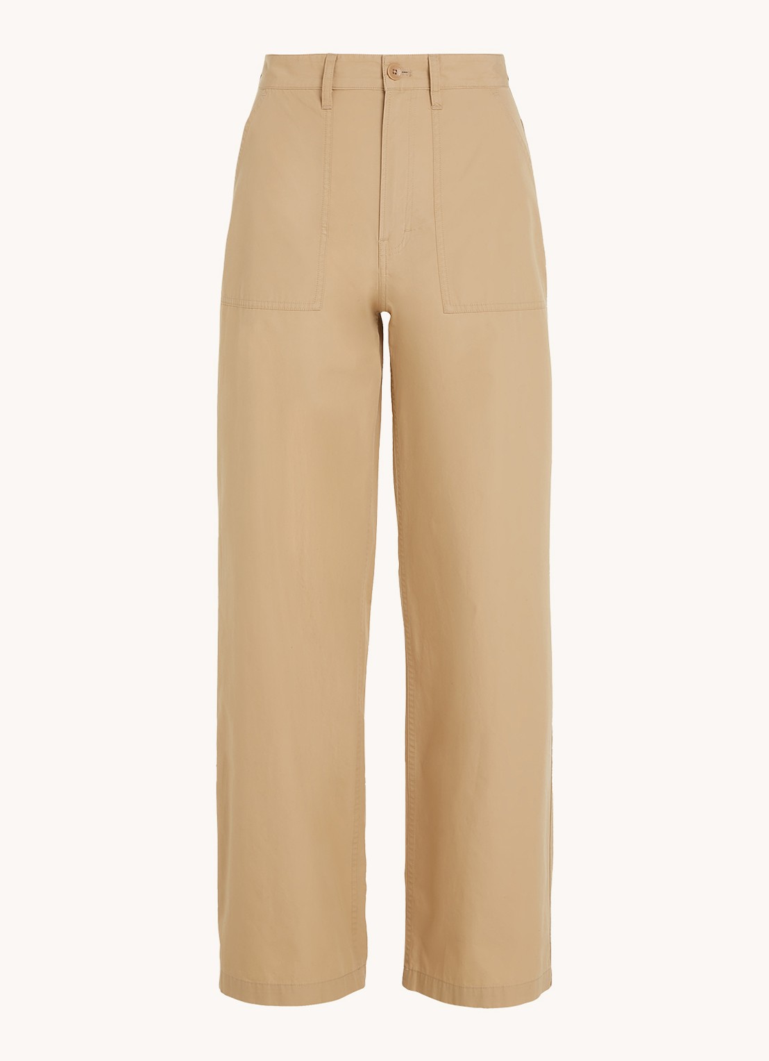 Tommy Hilfiger High waist loose fit cargobroek van  katoen - voorkant 3 zand