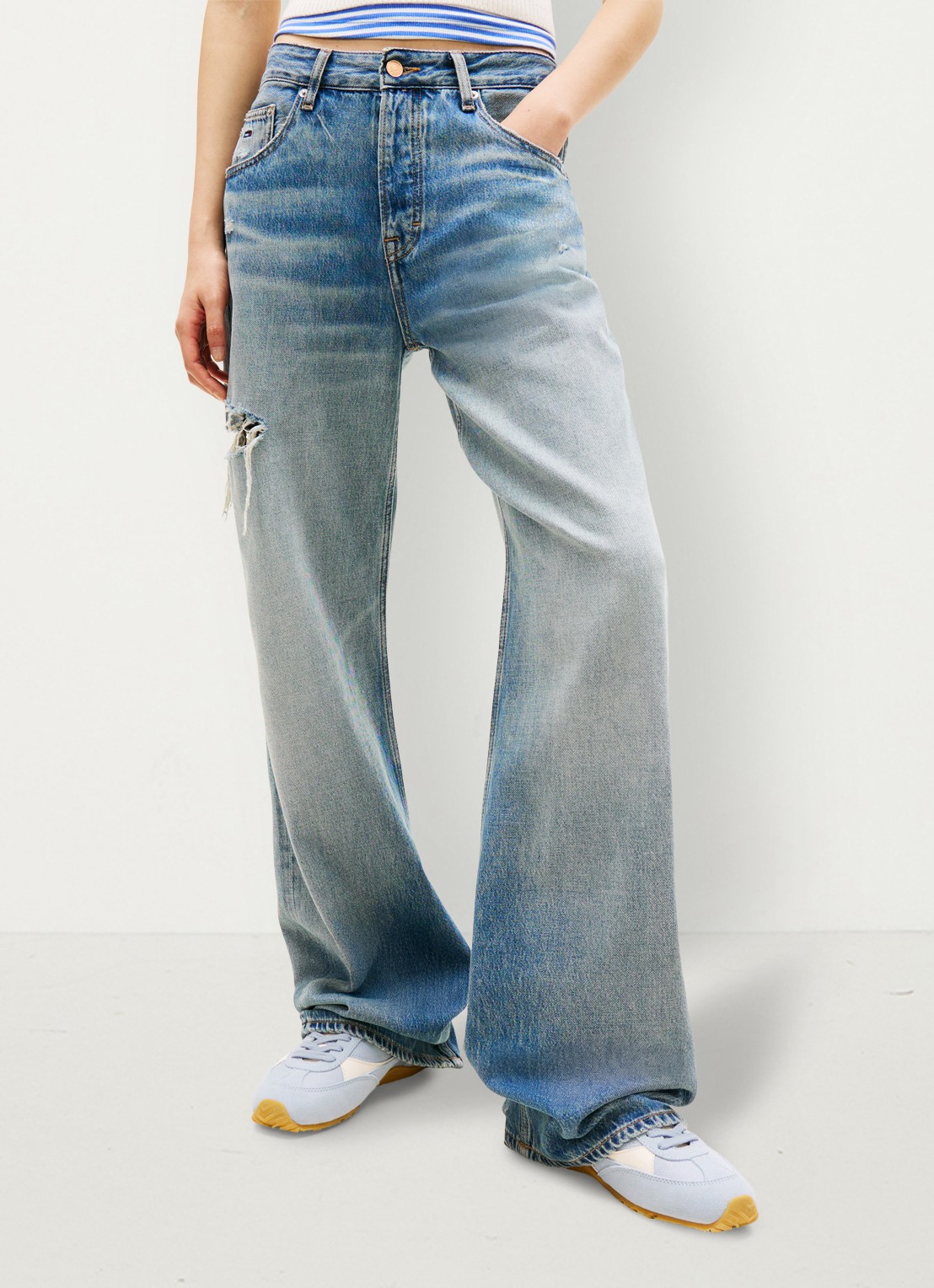 Tommy Hilfiger High waist loose fit jeans in katoenblend - detail 4 donkerblauw