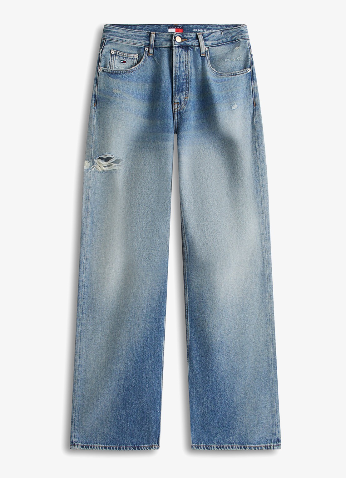 Tommy Hilfiger High waist loose fit jeans in katoenblend - voorkant 2 donkerblauw