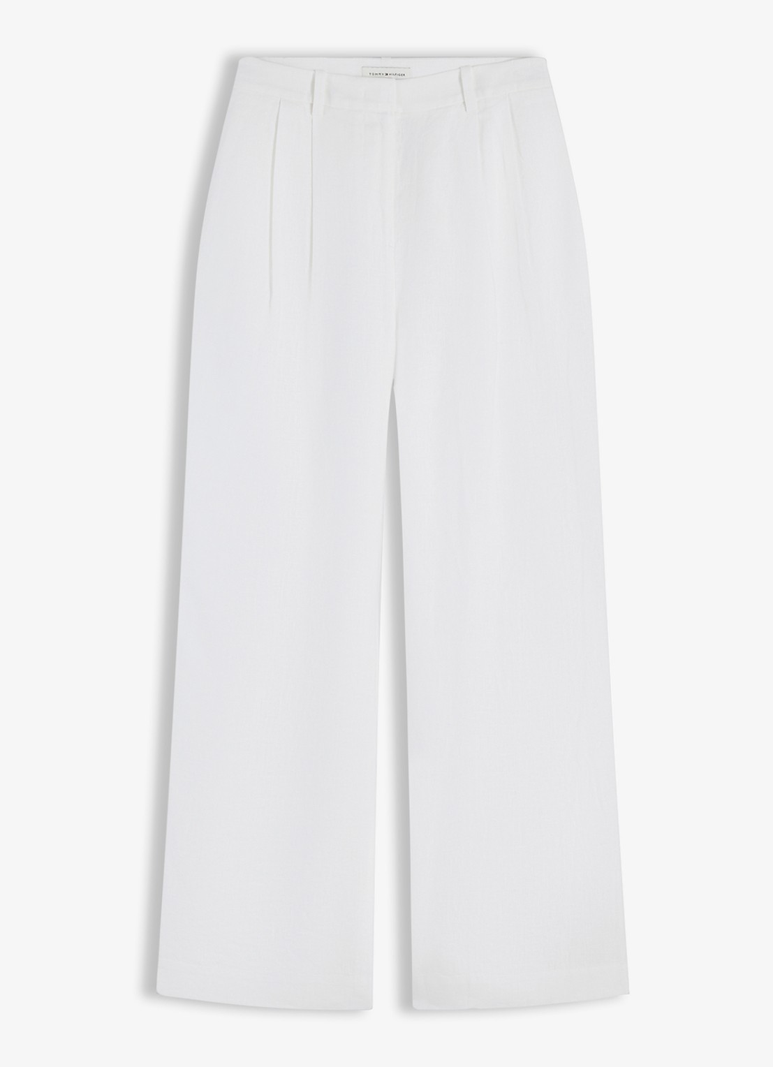 Tommy Hilfiger High waist loose fit pantalon met steekzakken - voorkant wit