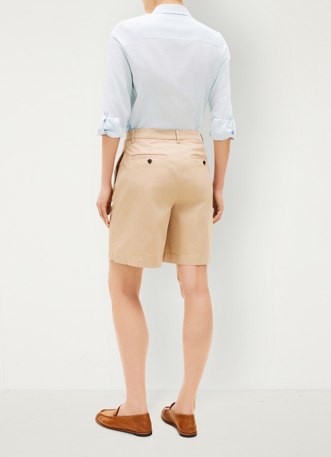 Tommy Hilfiger High waist regular fit korte chino - achterkant beige