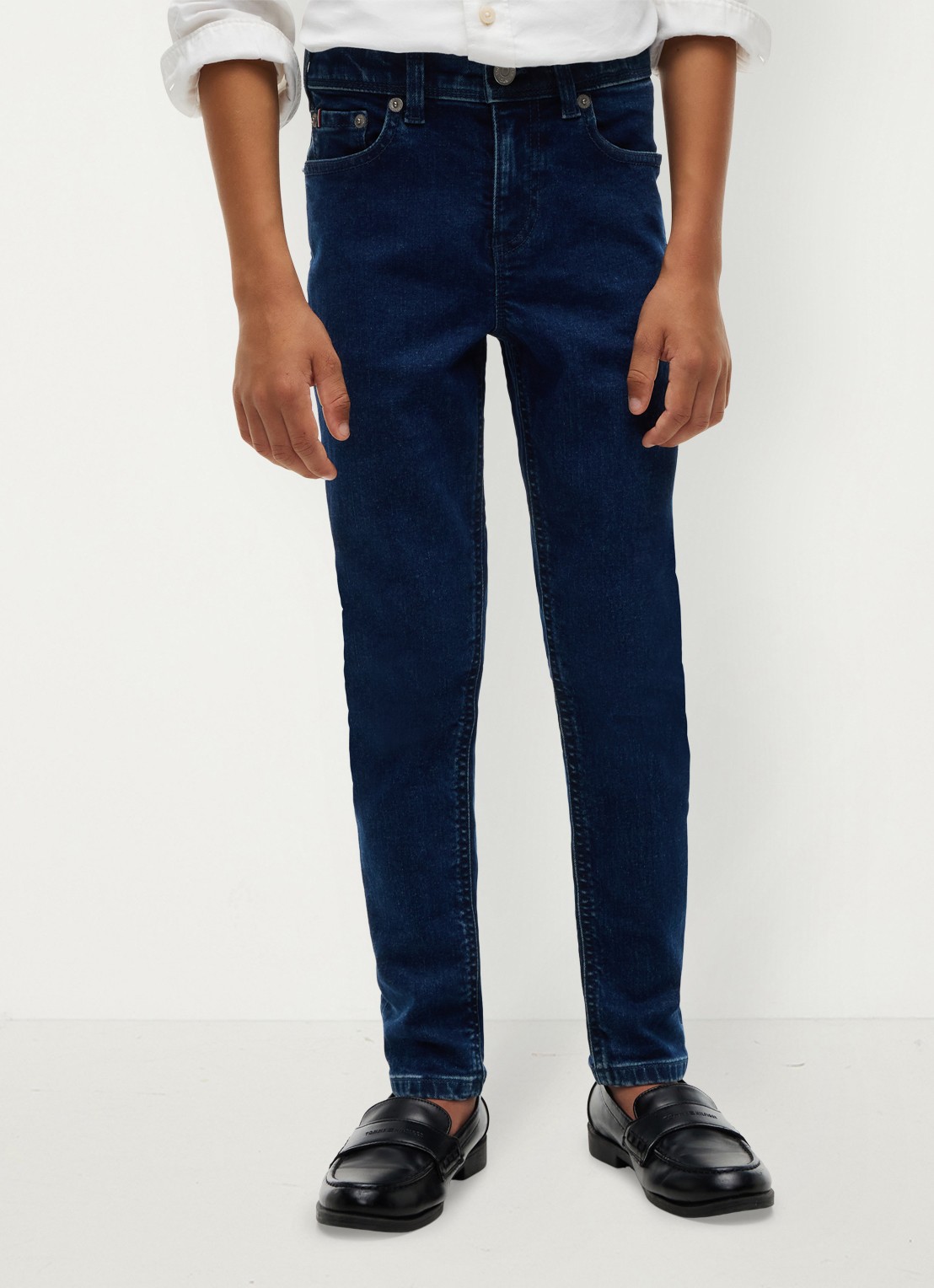 Tommy Hilfiger High waist slim fit jeans met donkere wassing  - detail indigo