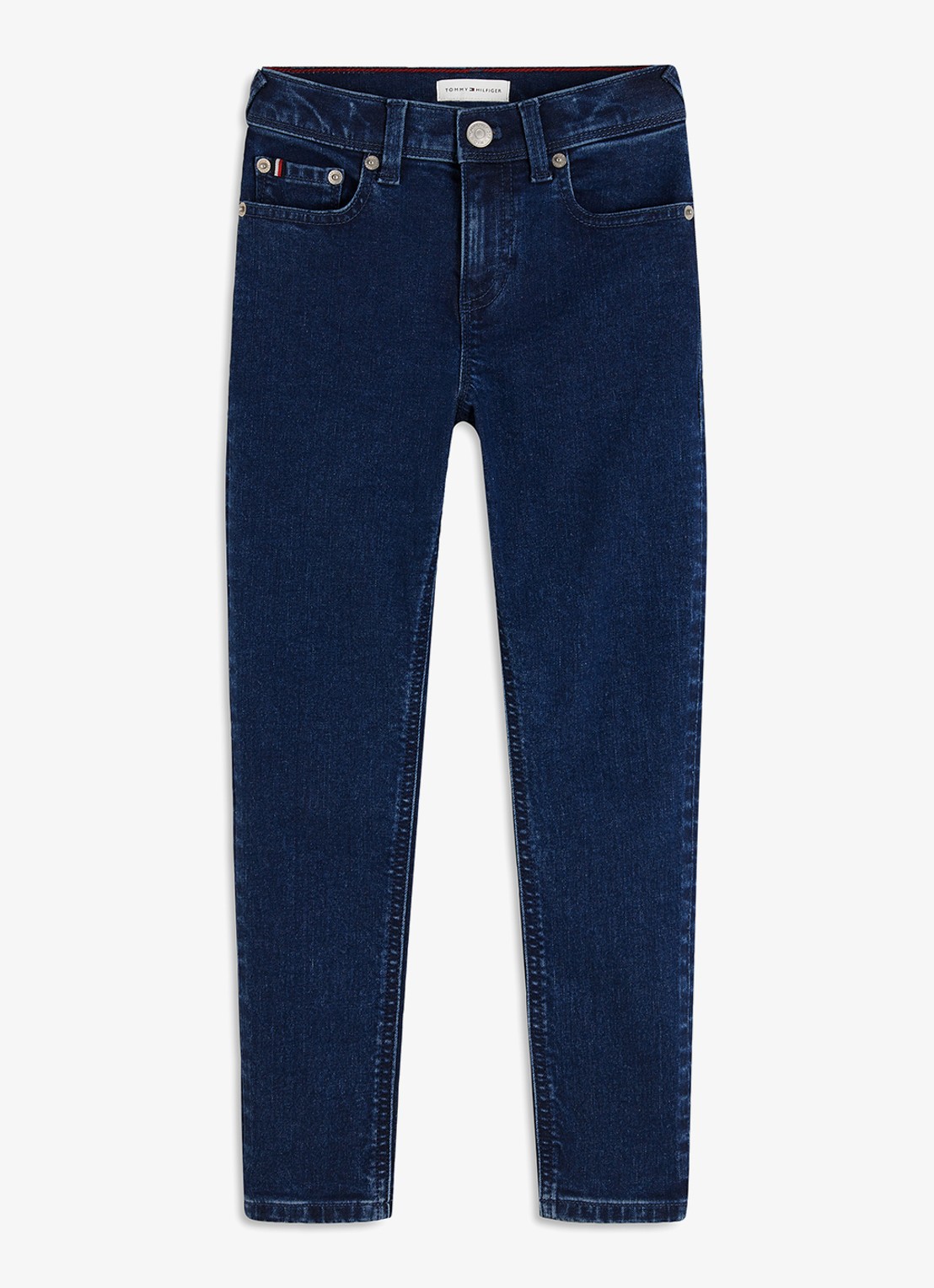 Tommy Hilfiger High waist slim fit jeans met donkere wassing  - voorkant 8 indigo
