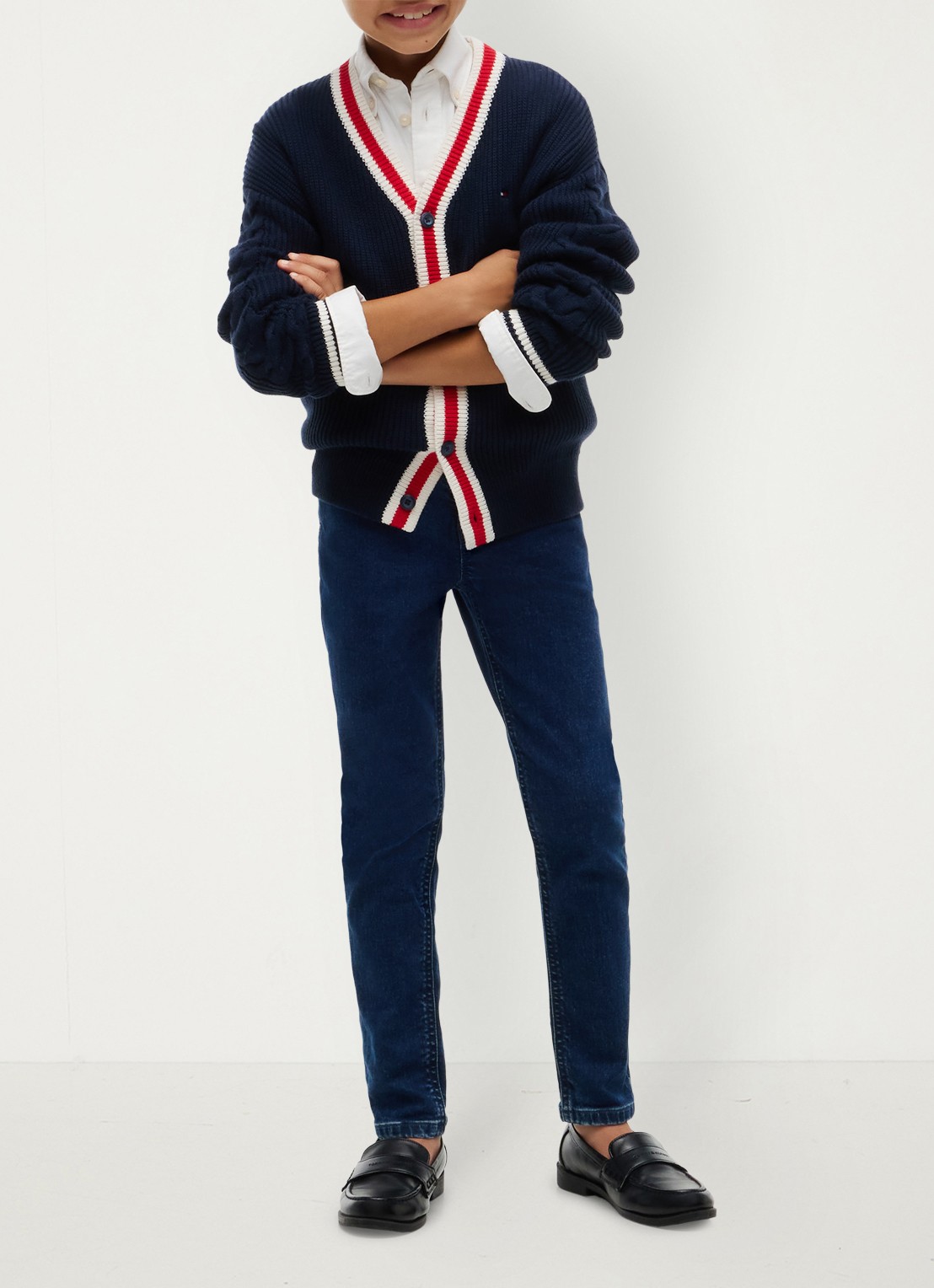 Tommy Hilfiger High waist slim fit jeans met donkere wassing  - voorkant 9 indigo
